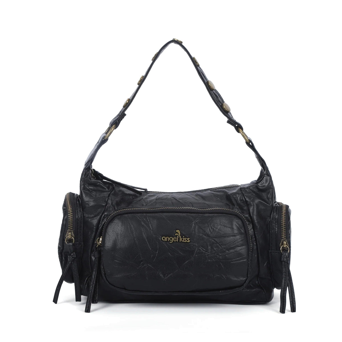 Vintage Washed Multi-Zip Women’s Shoulder Bag