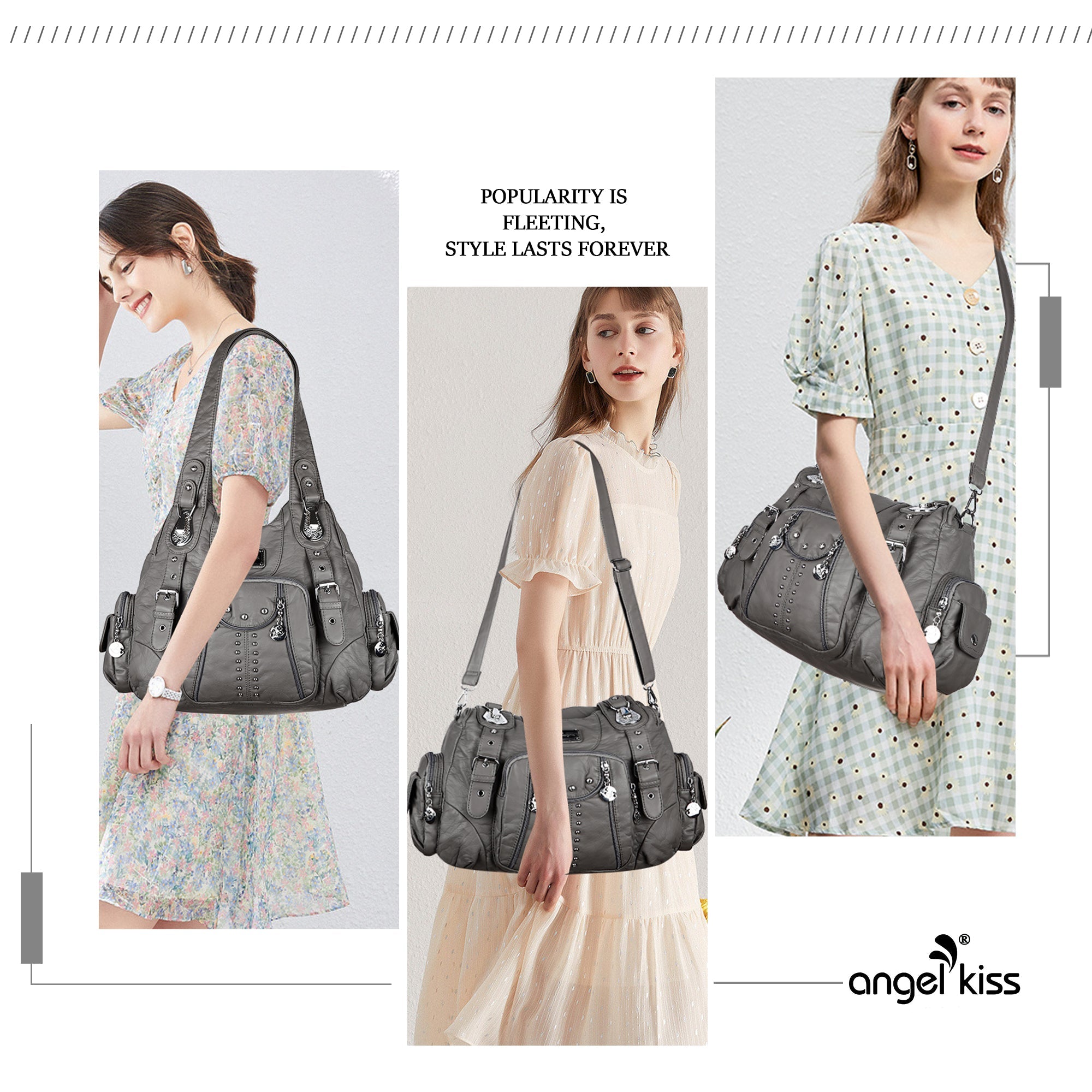 Structured Eco-Friendly Shoulder & Crossbody Bag with Multi-Pockets