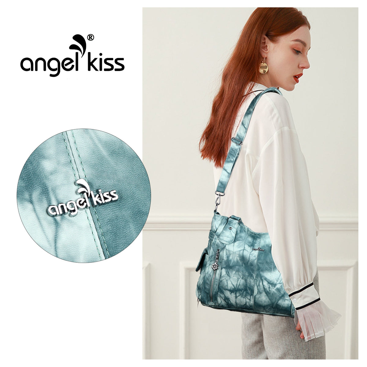 Large Tie-Dye Multi-Pocket Shoulder Bag