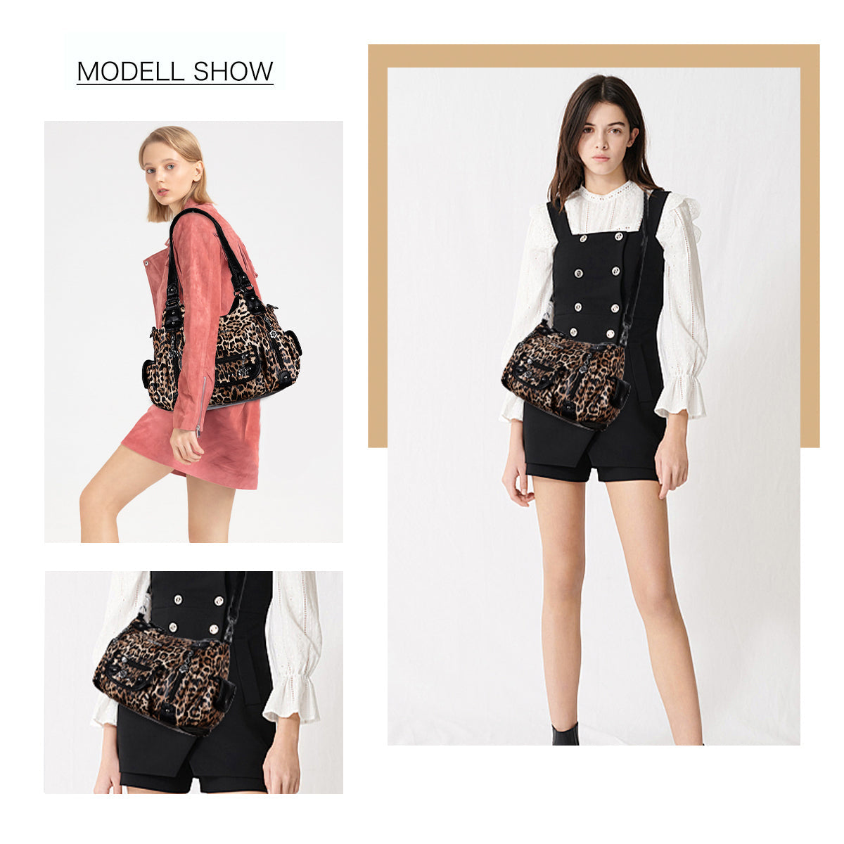 Multi-Print Patchwork Shoulder Crossbody Bag with Wide Straps