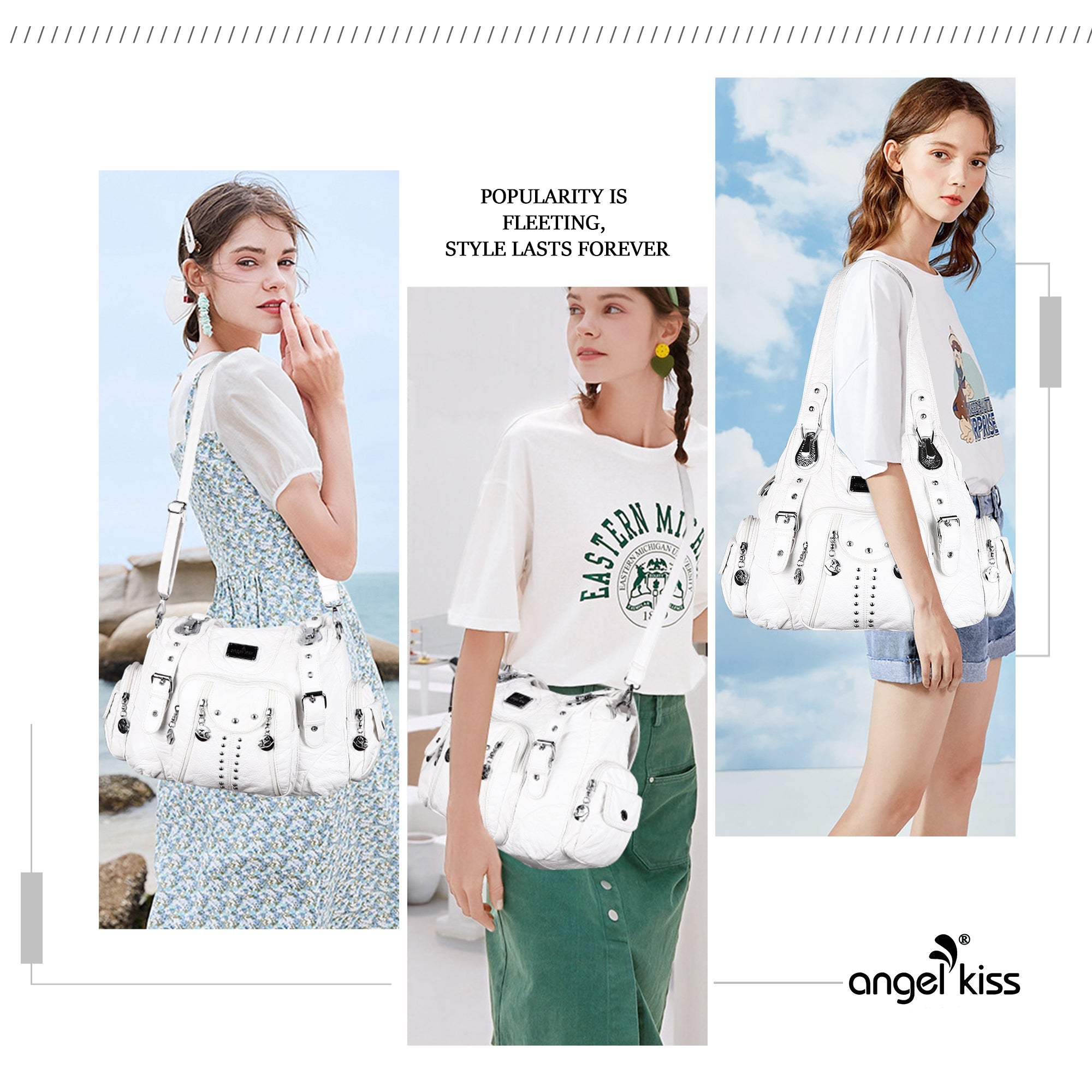 Structured Eco-Friendly Shoulder & Crossbody Bag with Multi-Pockets