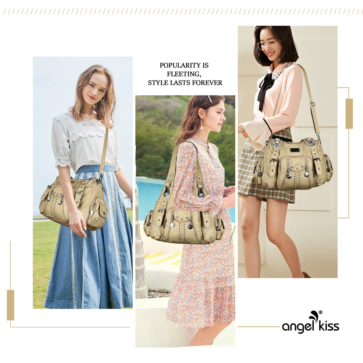 Structured Eco-Friendly Shoulder & Crossbody Bag with Multi-Pockets