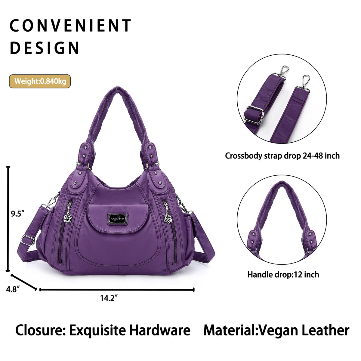 Women Handbag With High Quality Washed PU Multi Purpose Tote Bag