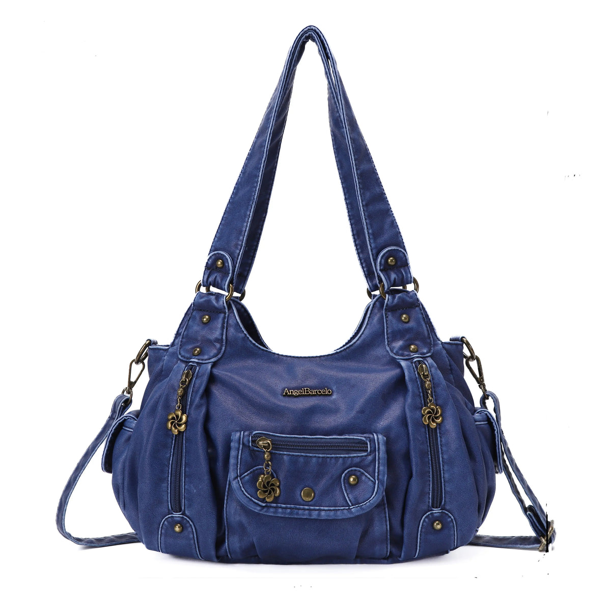 Vintage Old-Washed PU Leather Women’s Shoulder Tote Bag