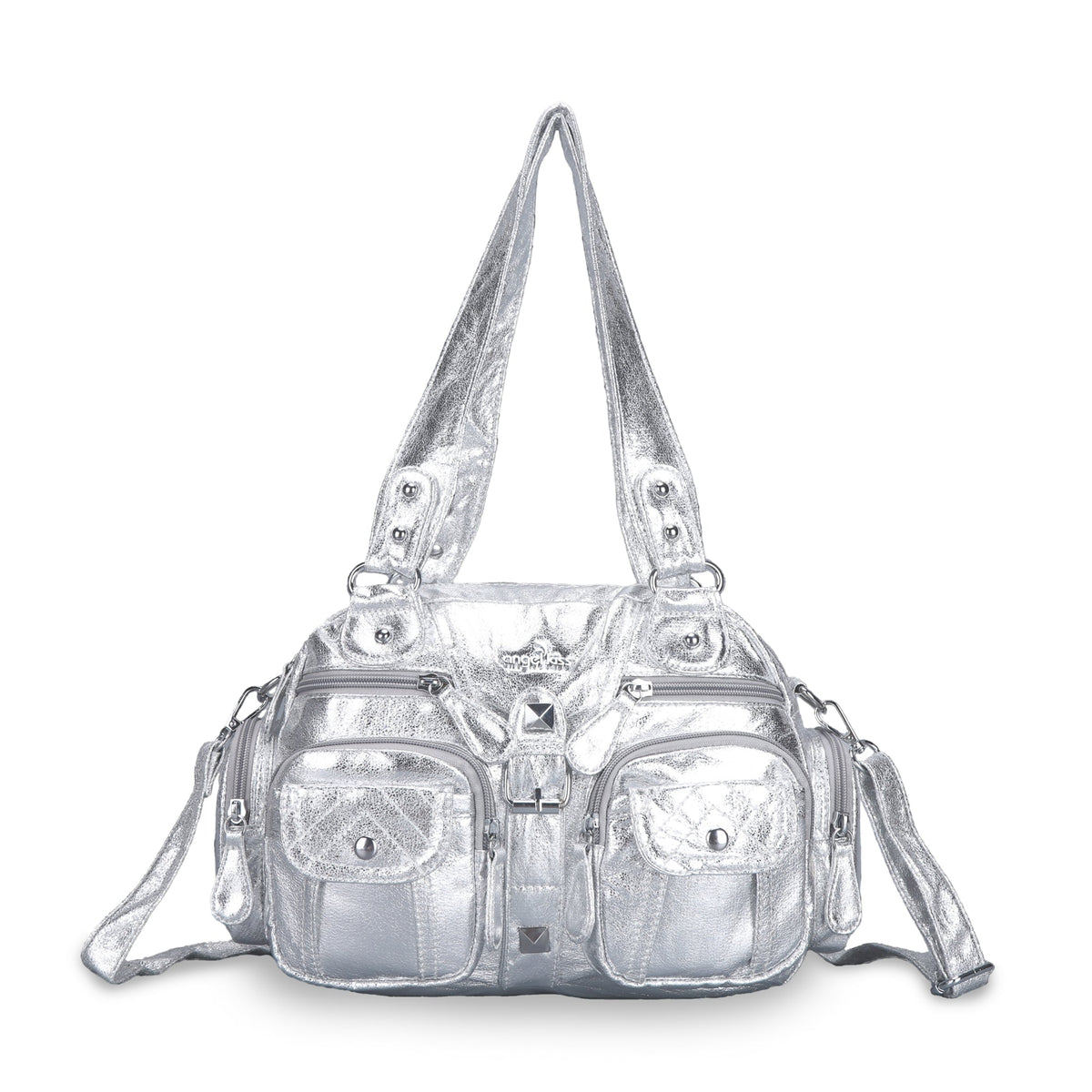 Layered Multi-Pocket Shoulder Bag with Buckle Details