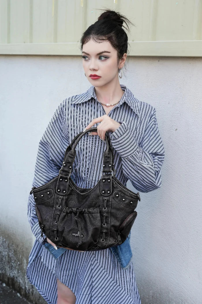 Multi-Pocket Crescent Hobo Shoulder Bag