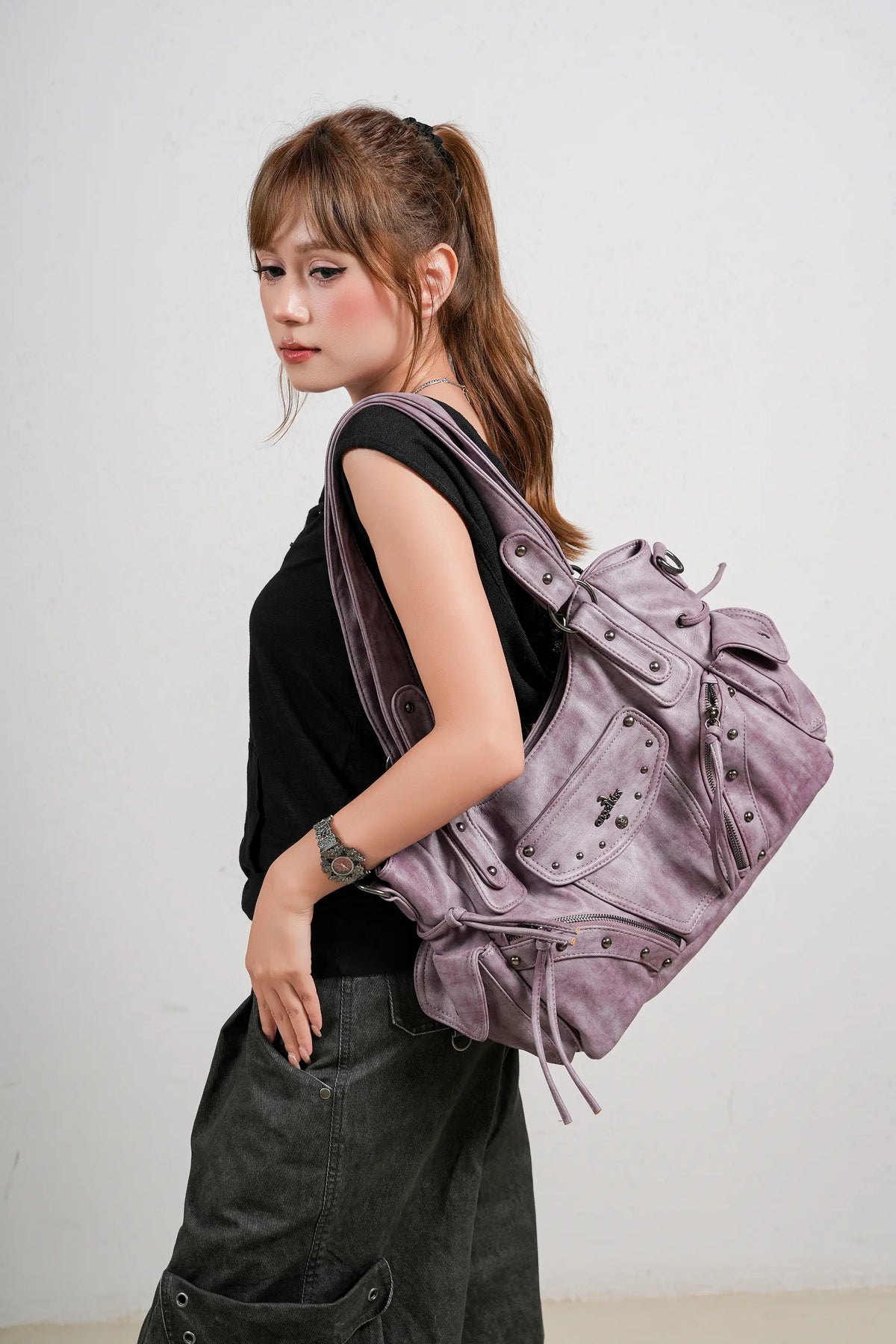 Vintage Textured Vegan Leather Bag – Subtle Luxury