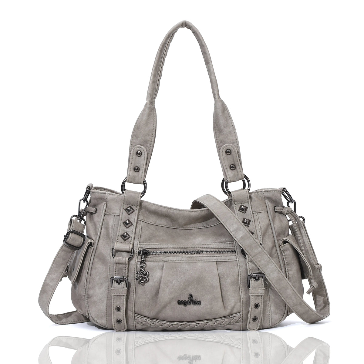 Vintage Studded Vegan Leather Everyday Bag | Custom Hardware