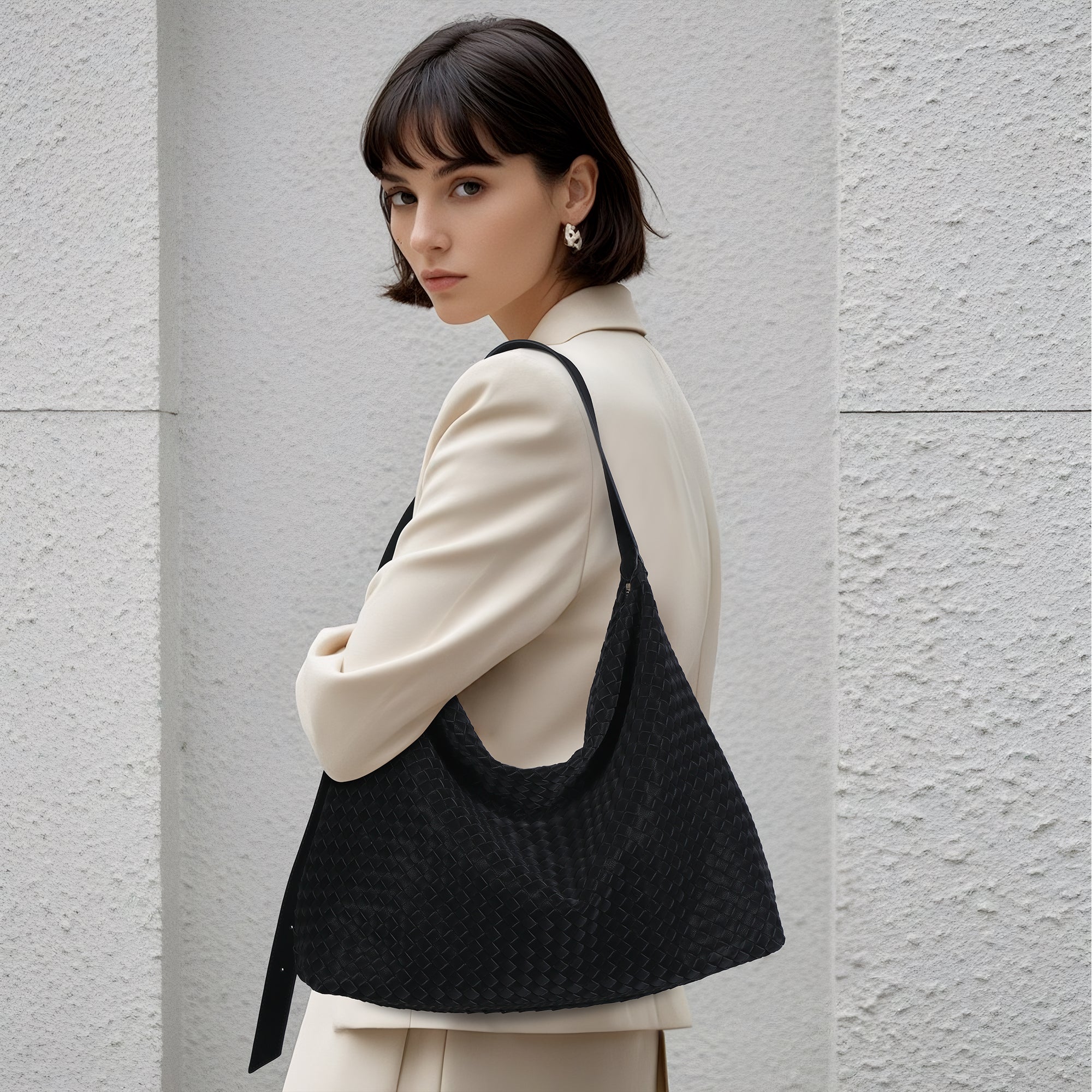 Angel Kiss vintage woven bag women's tote bag