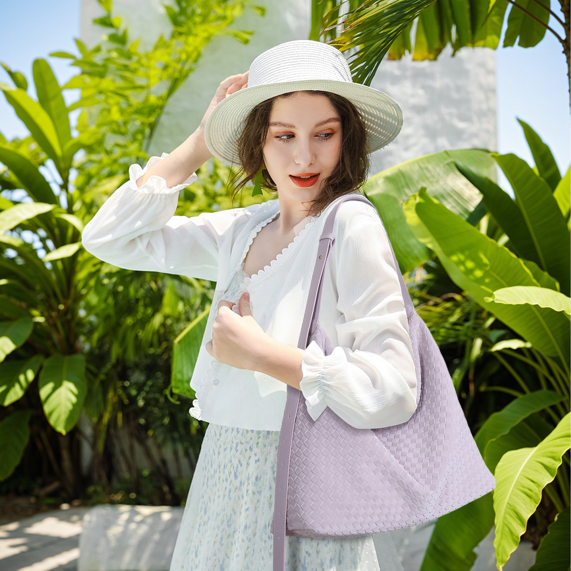 Angel Kiss vintage woven bag women's tote bag