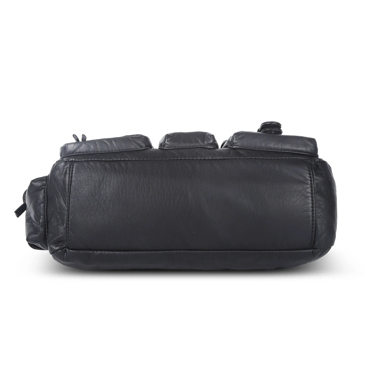 Vintage-Inspired Vegan Leather Shoulder Bag with Multi-Pocket Design