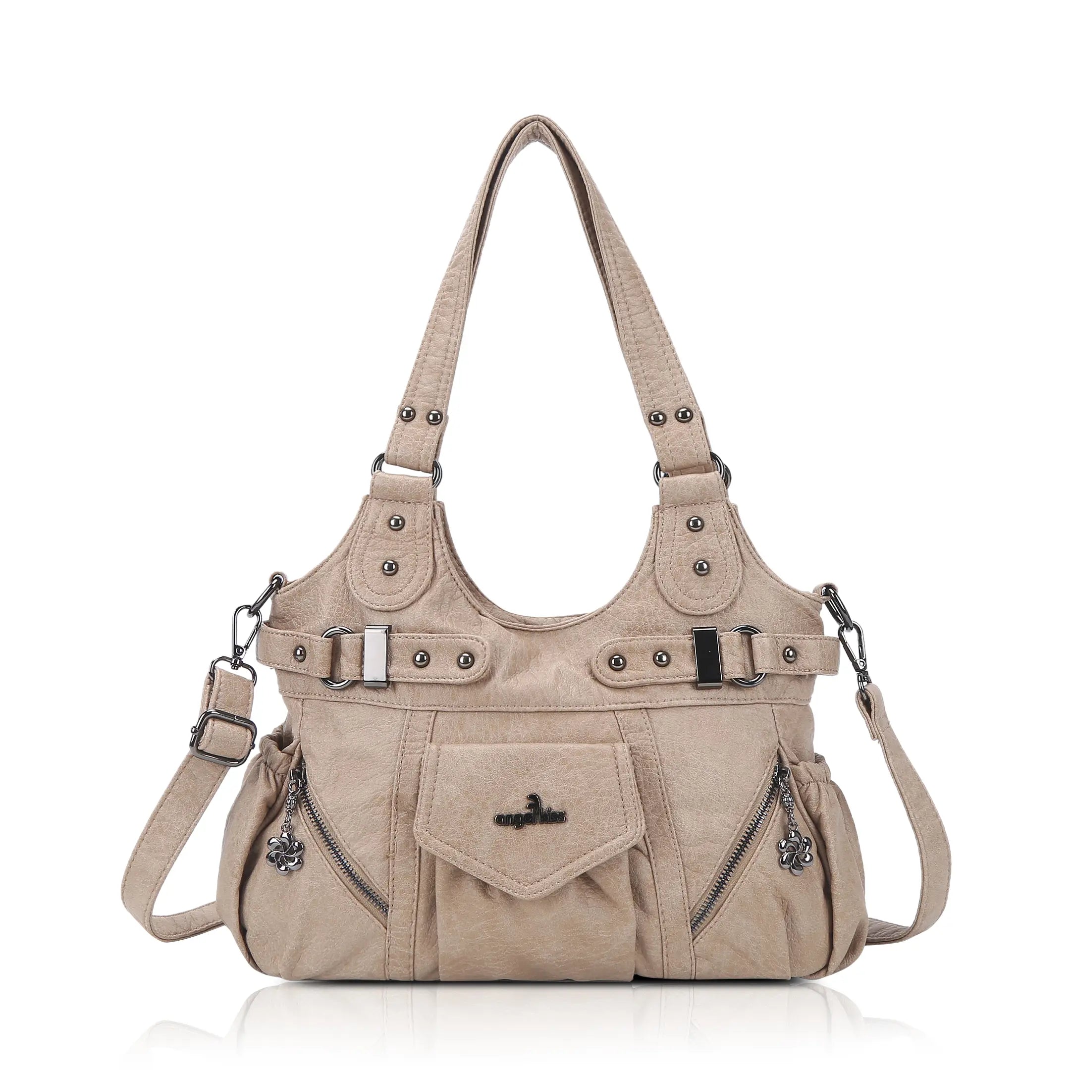 Multi-Pocket Vegan Leather Tote Crossbody Bag | 5 Colors Available