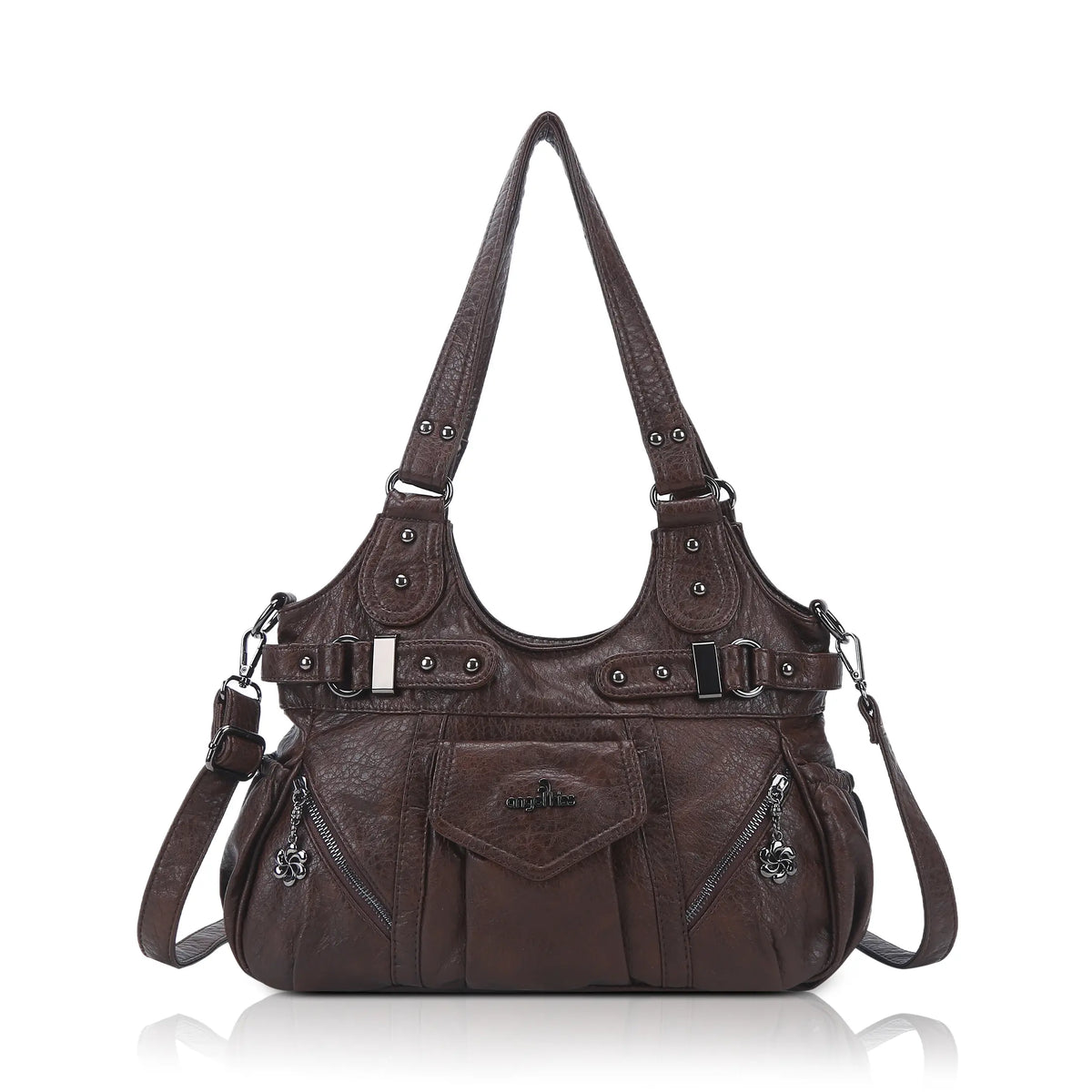 Multi-Pocket Vegan Leather Tote Crossbody Bag | 5 Colors Available