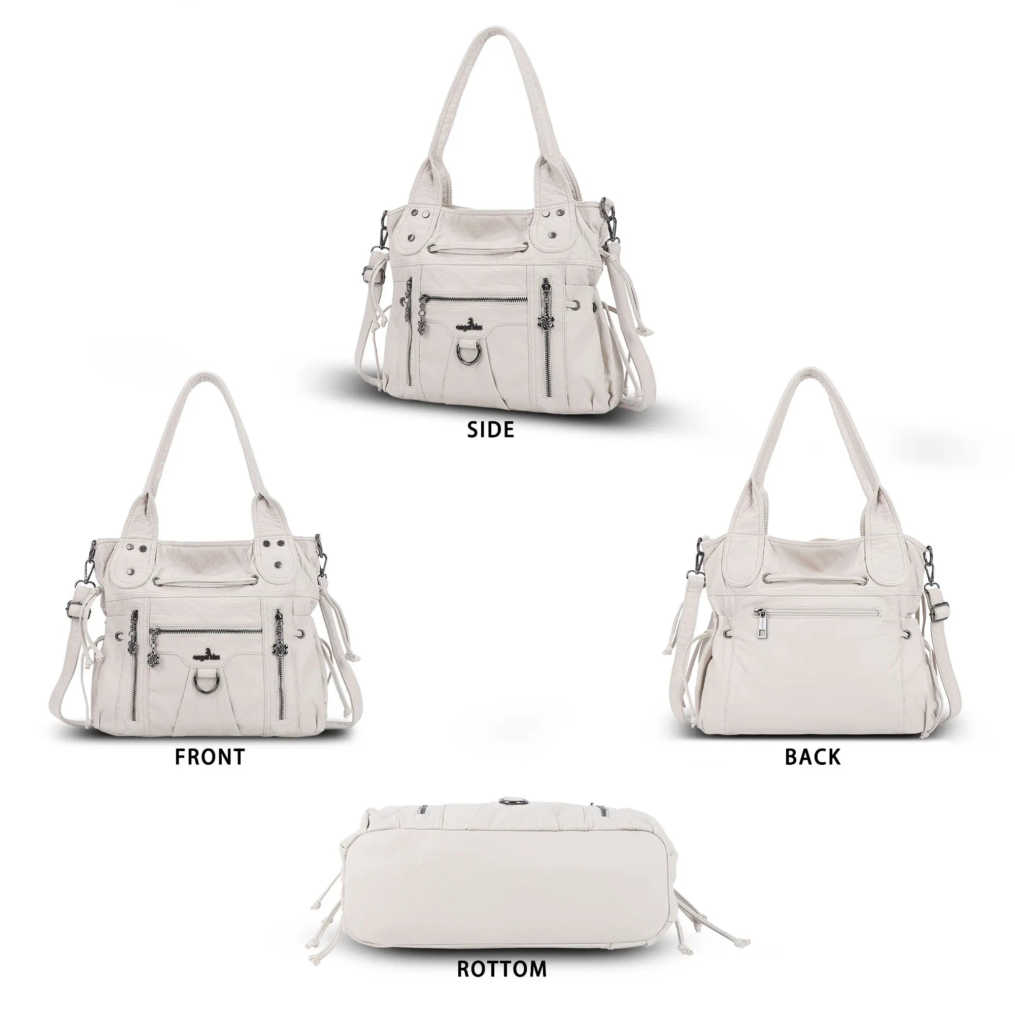 Slouchy Vegan Leather Multi-Pocket Tote Bag, Shoulder & Crossbody