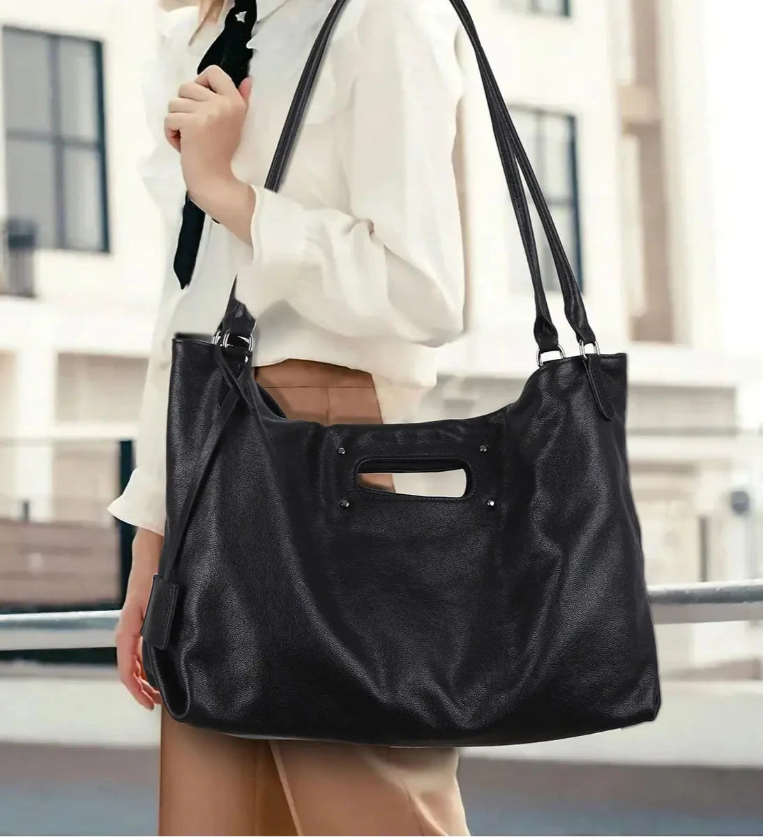 Urban Commuter Vegan Leather Tote/Shoulder Bag