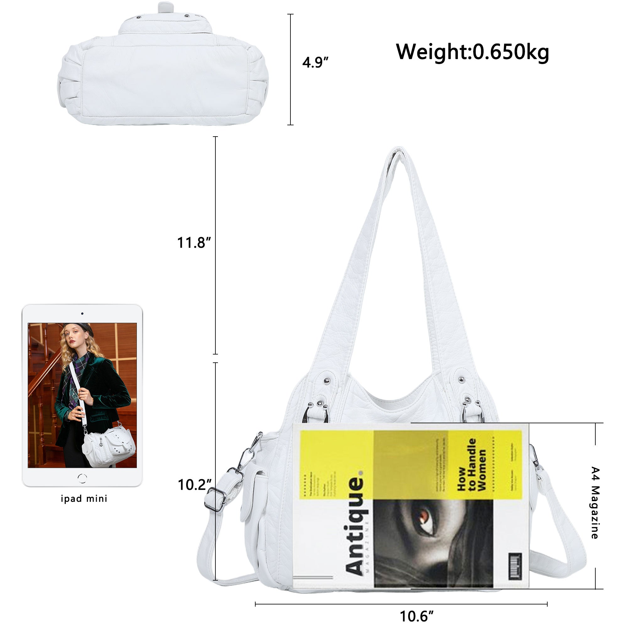 Tote Retro Solid Color Spacious Unique Texture Wandering Bag