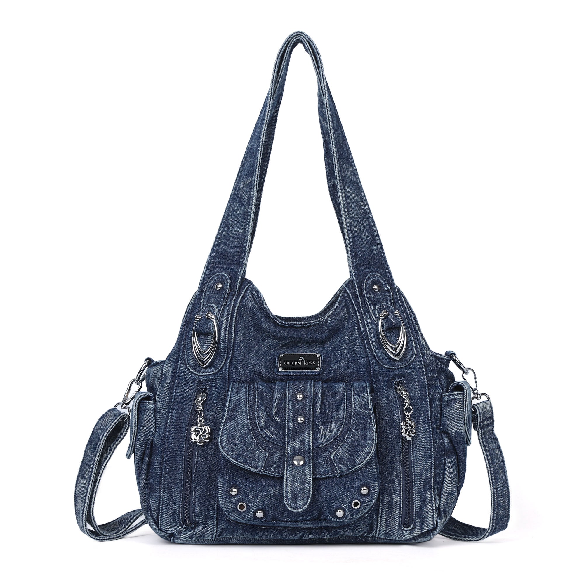Classic Denim Purses with Metal Hardware