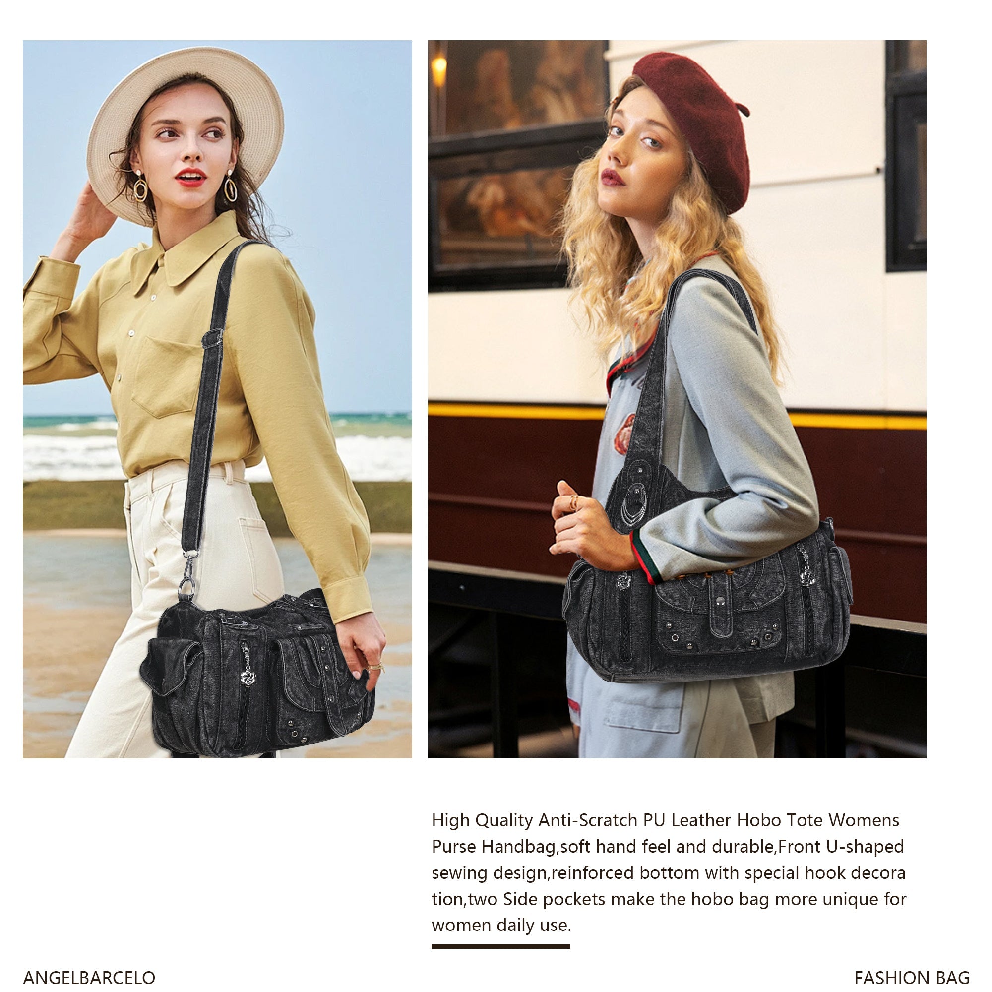 Classic Denim Purses with Metal Hardware