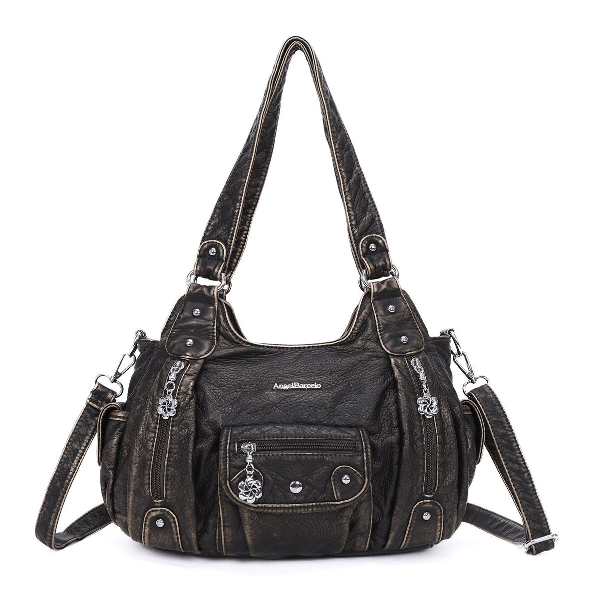 Vintage Old-Washed PU Leather Women’s Shoulder Tote Bag