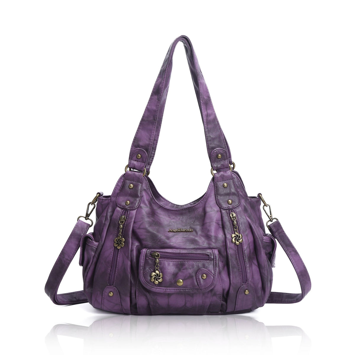 Vintage Washed Tie-Dye Multi-Pocket Shoulder Bag