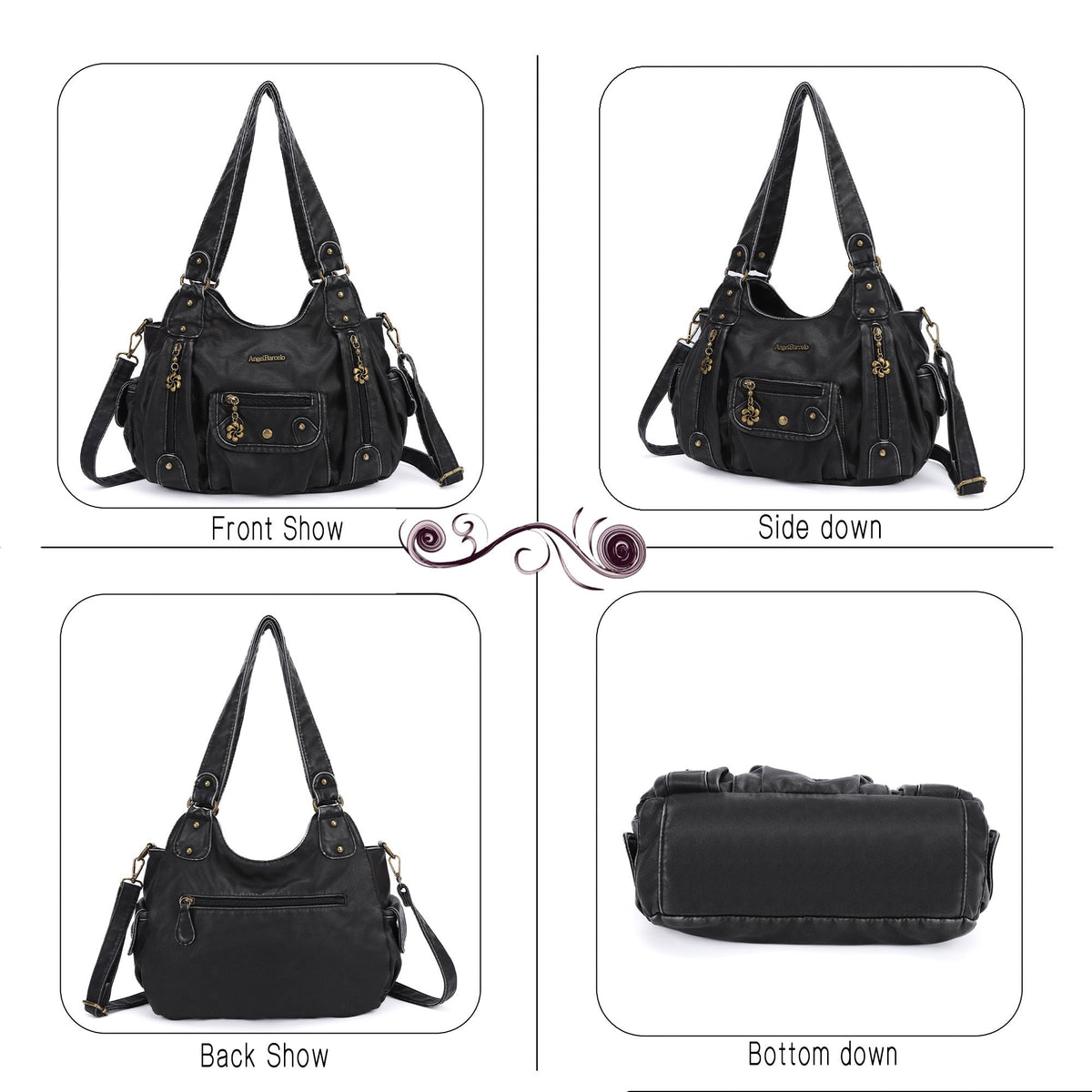 Vintage Old-Washed PU Leather Women’s Shoulder Tote Bag