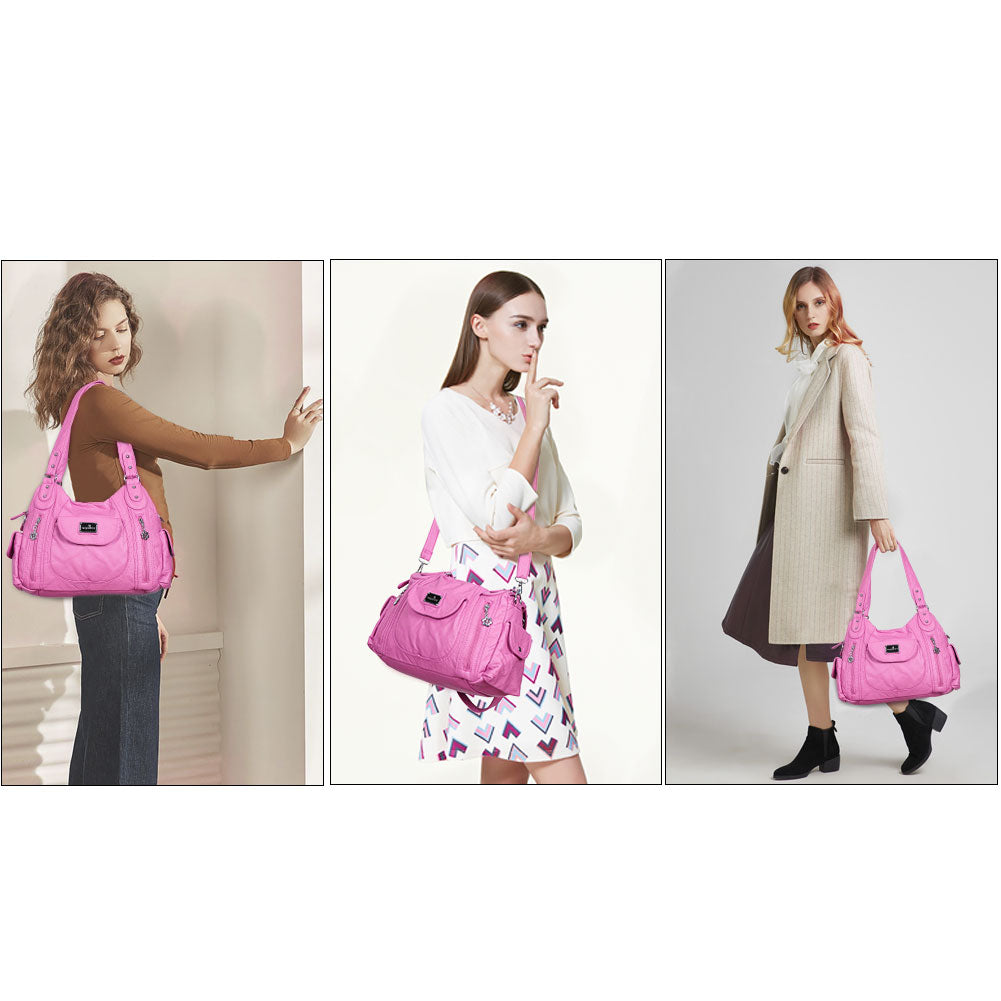 Women Handbag With High Quality Washed PU Multi Purpose Tote Bag