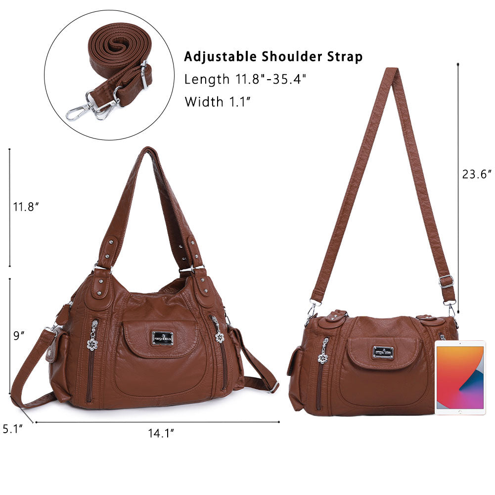 Women Handbag With High Quality Washed PU Multi Purpose Tote Bag