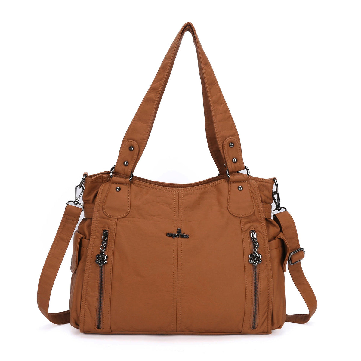 Large Multi-Pocket Shoulder Bag with Adjustable Strap