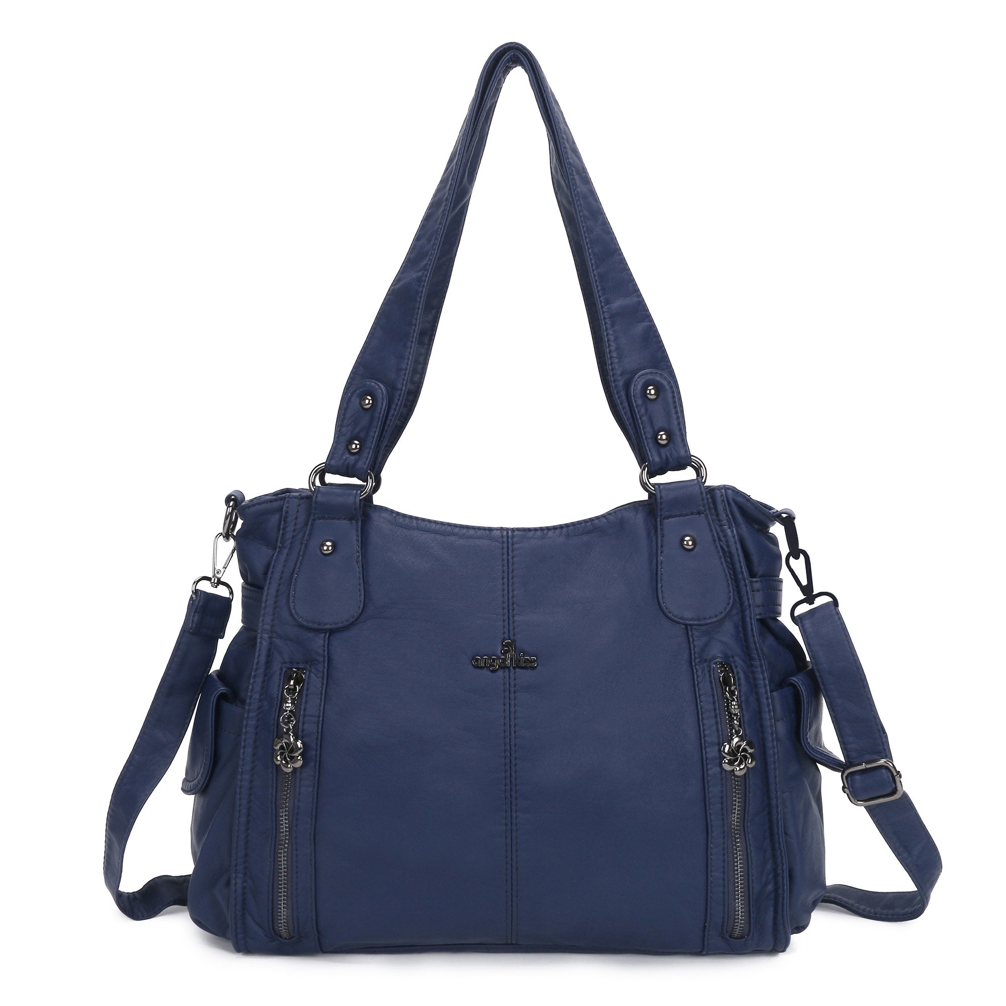 Large Multi-Pocket Shoulder Bag with Adjustable Strap