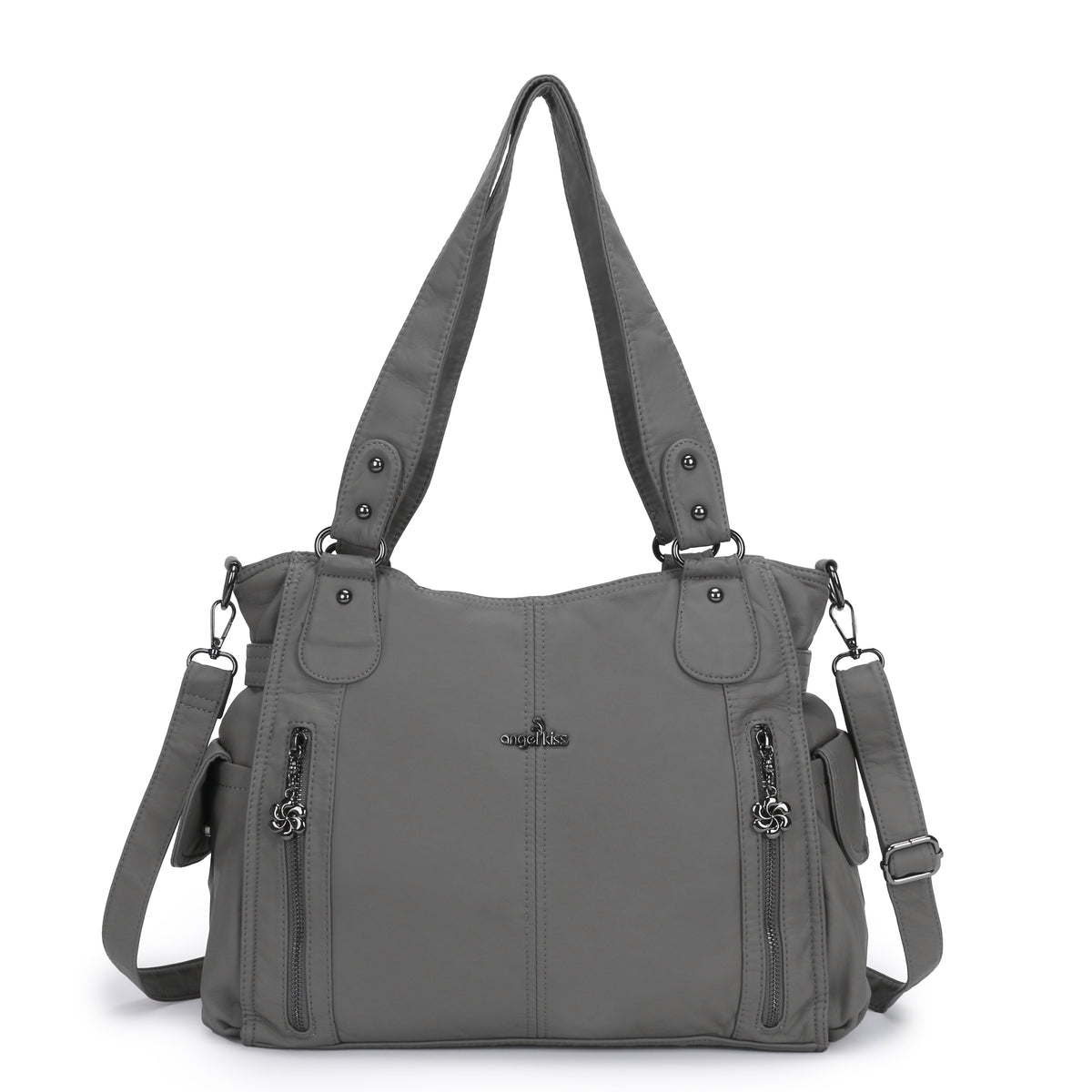 Large Multi-Pocket Shoulder Bag with Adjustable Strap