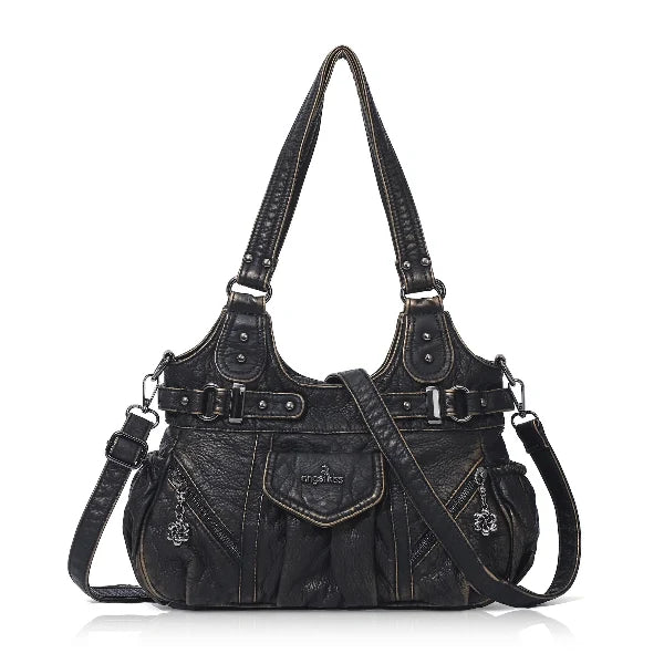 Multi-Pocket Vegan Leather Tote Crossbody Bag | 5 Colors Available