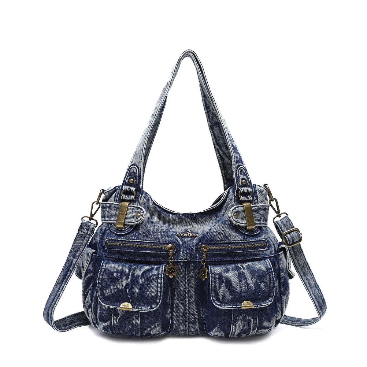 Textured Multi-Pocket Shoulder Bag