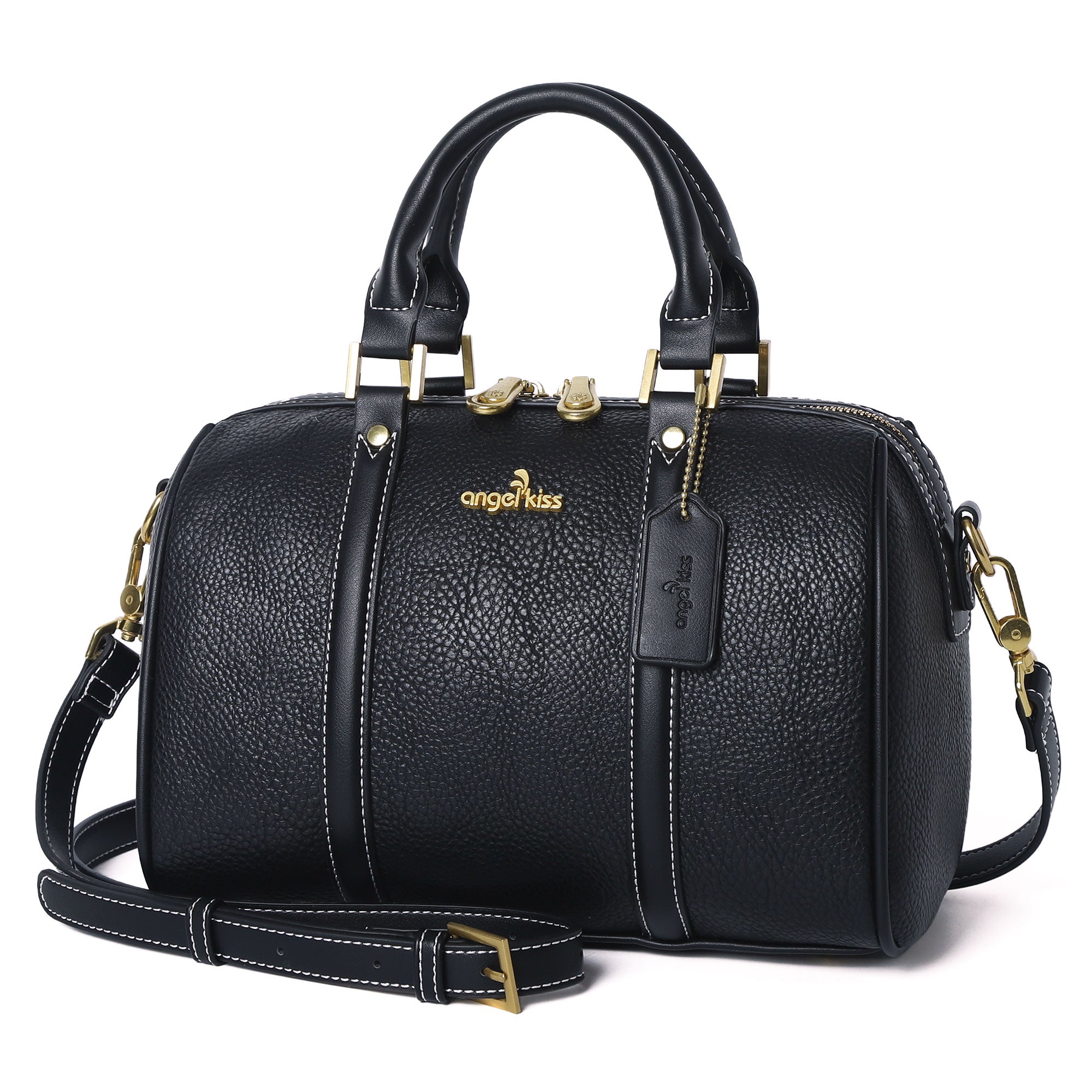 Plaid Medium Boston Satchel Crossbody Bag with Top Handles