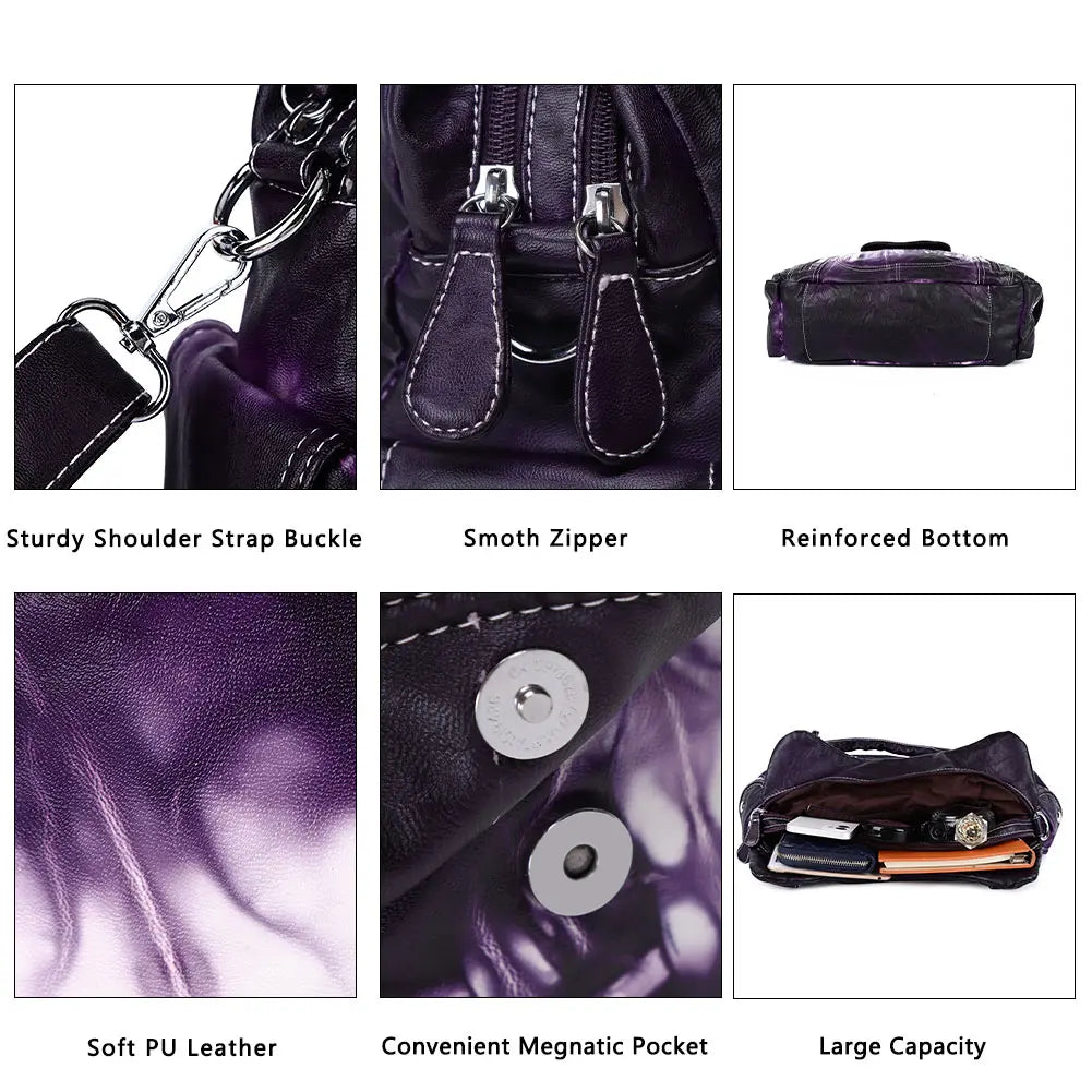 Women Handbag With High Quality Washed PU Multi-function Bag
