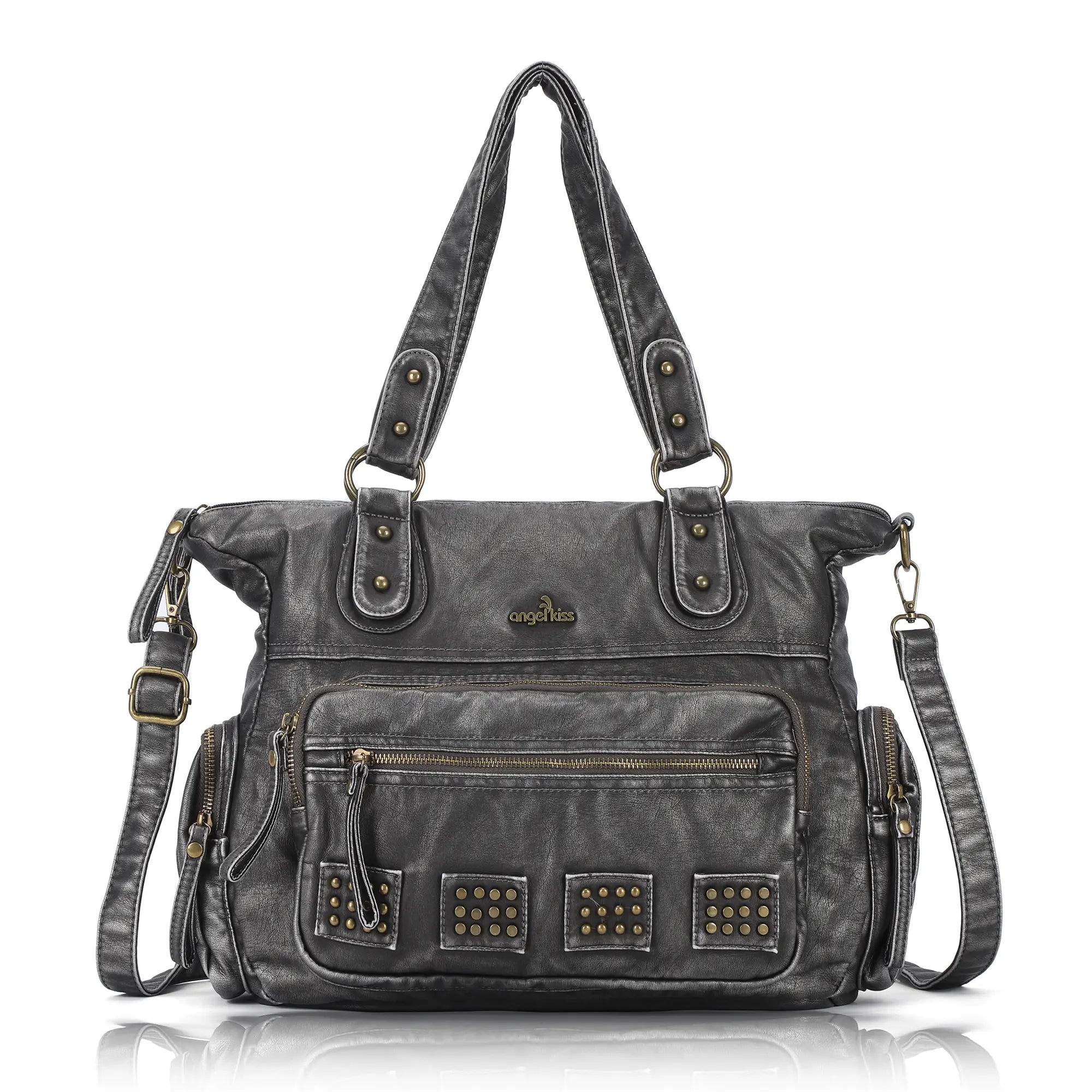 Vintage Vegan Leather Large Capacity Business Commuter Multi-functional Tote Shoulder Bag