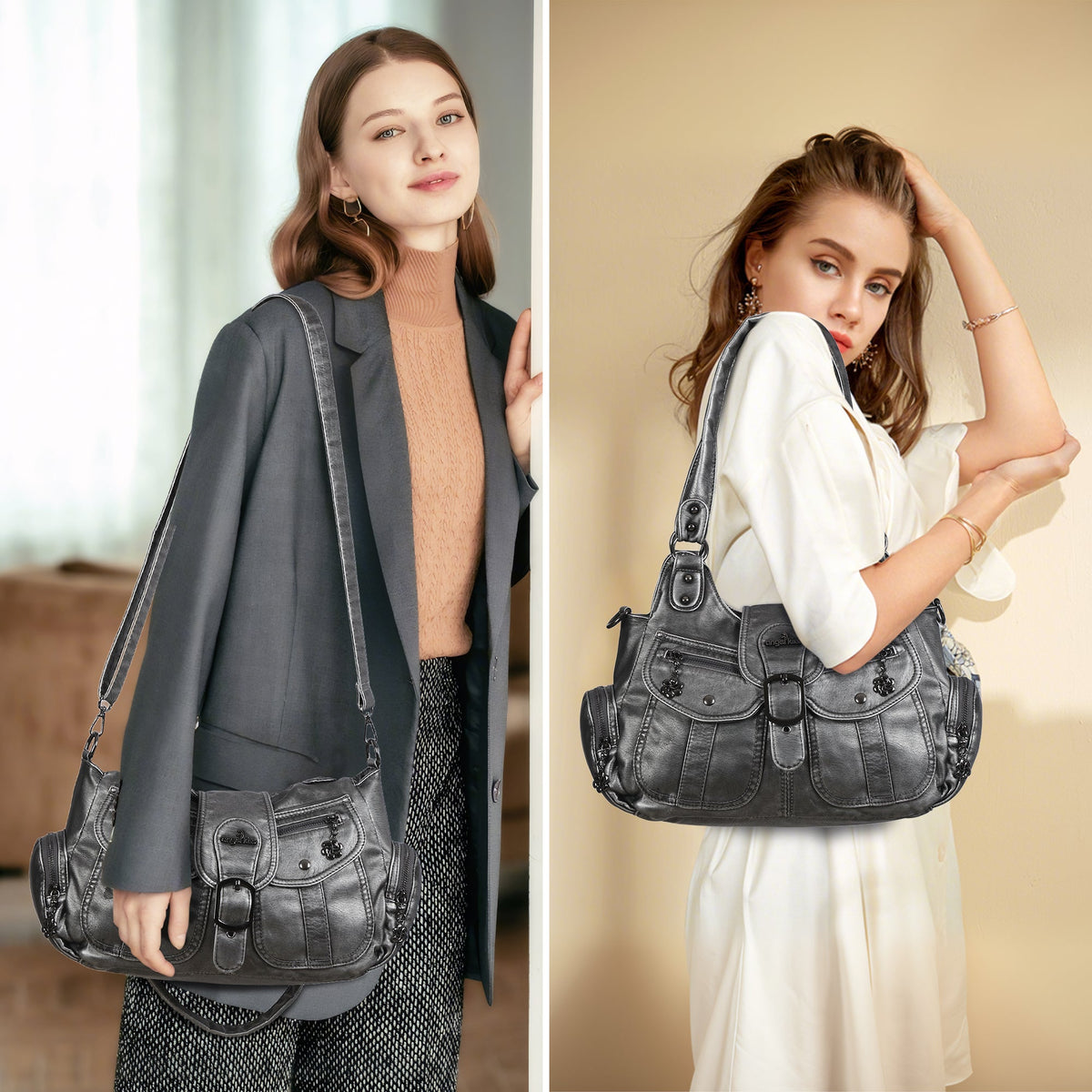 Women's Retro Fashion Multi-compartment Large Capacity Hobo Bag