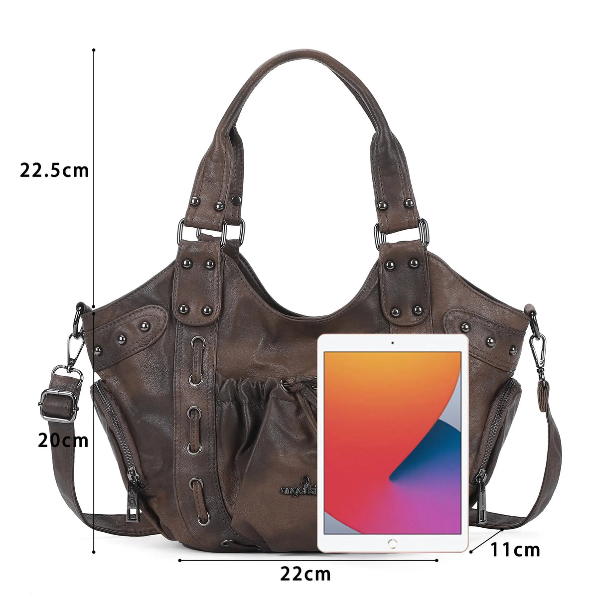 Multi-Pocket Crescent Hobo Shoulder Bag