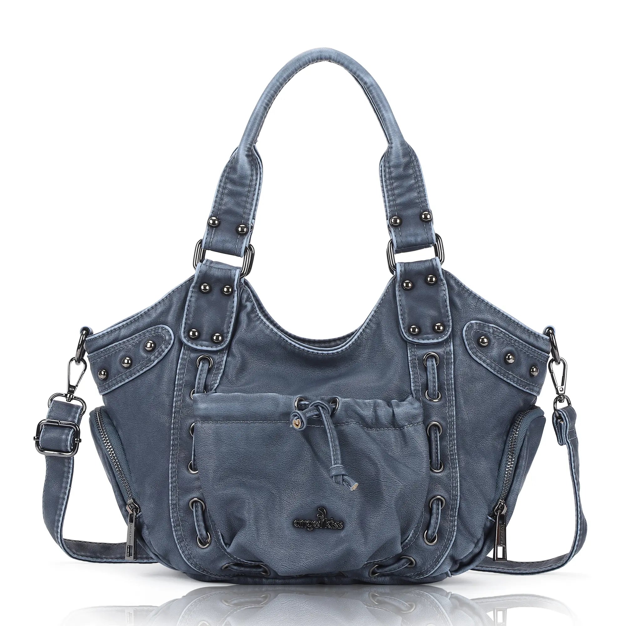 Multi-Pocket Crescent Hobo Shoulder Bag