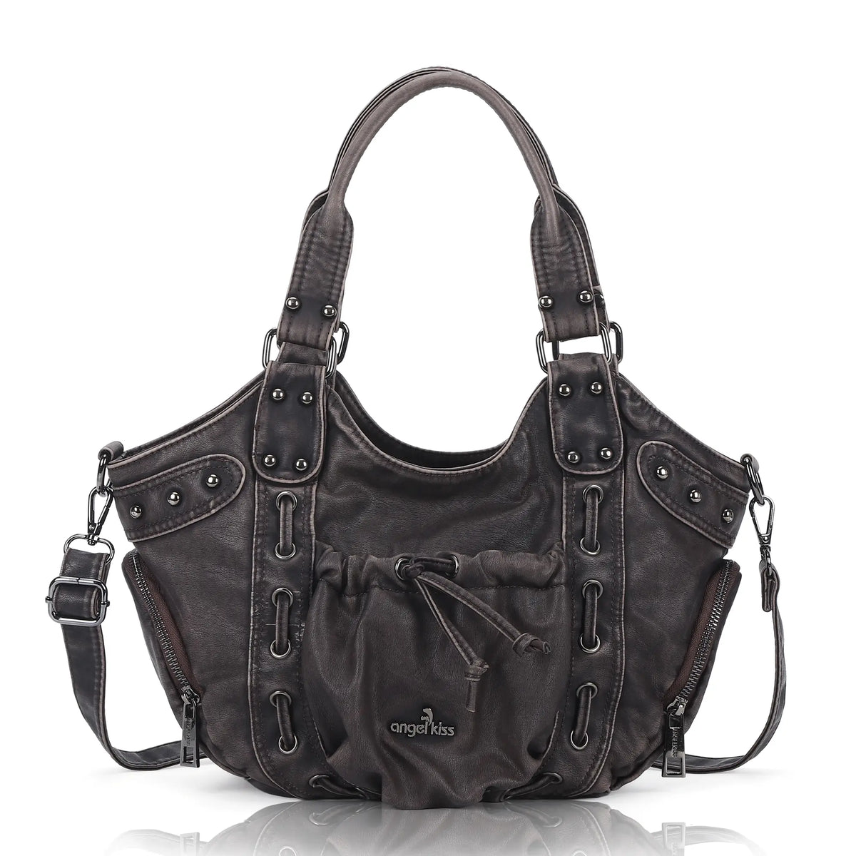 Multi-Pocket Crescent Hobo Shoulder Bag