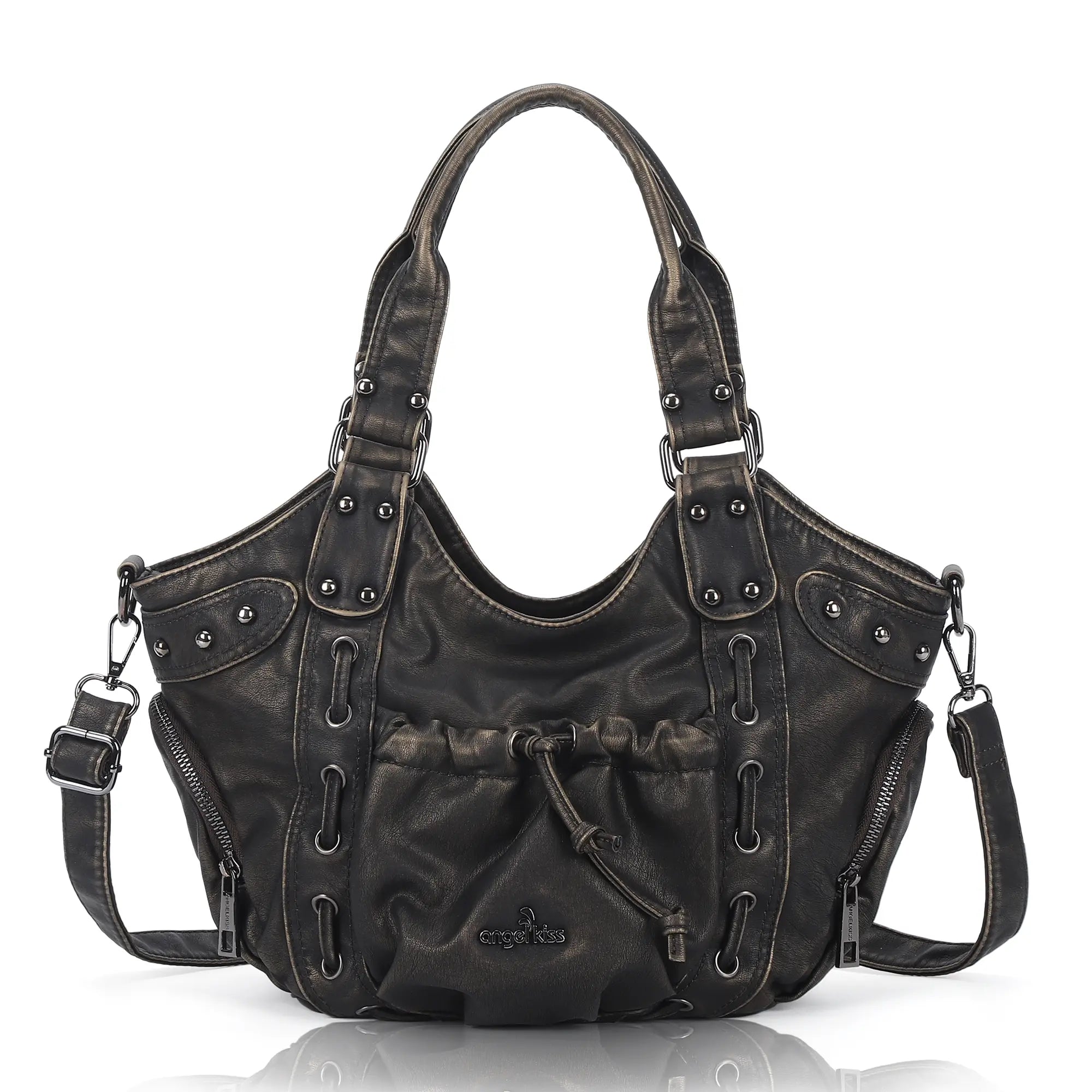 Multi-Pocket Crescent Hobo Shoulder Bag
