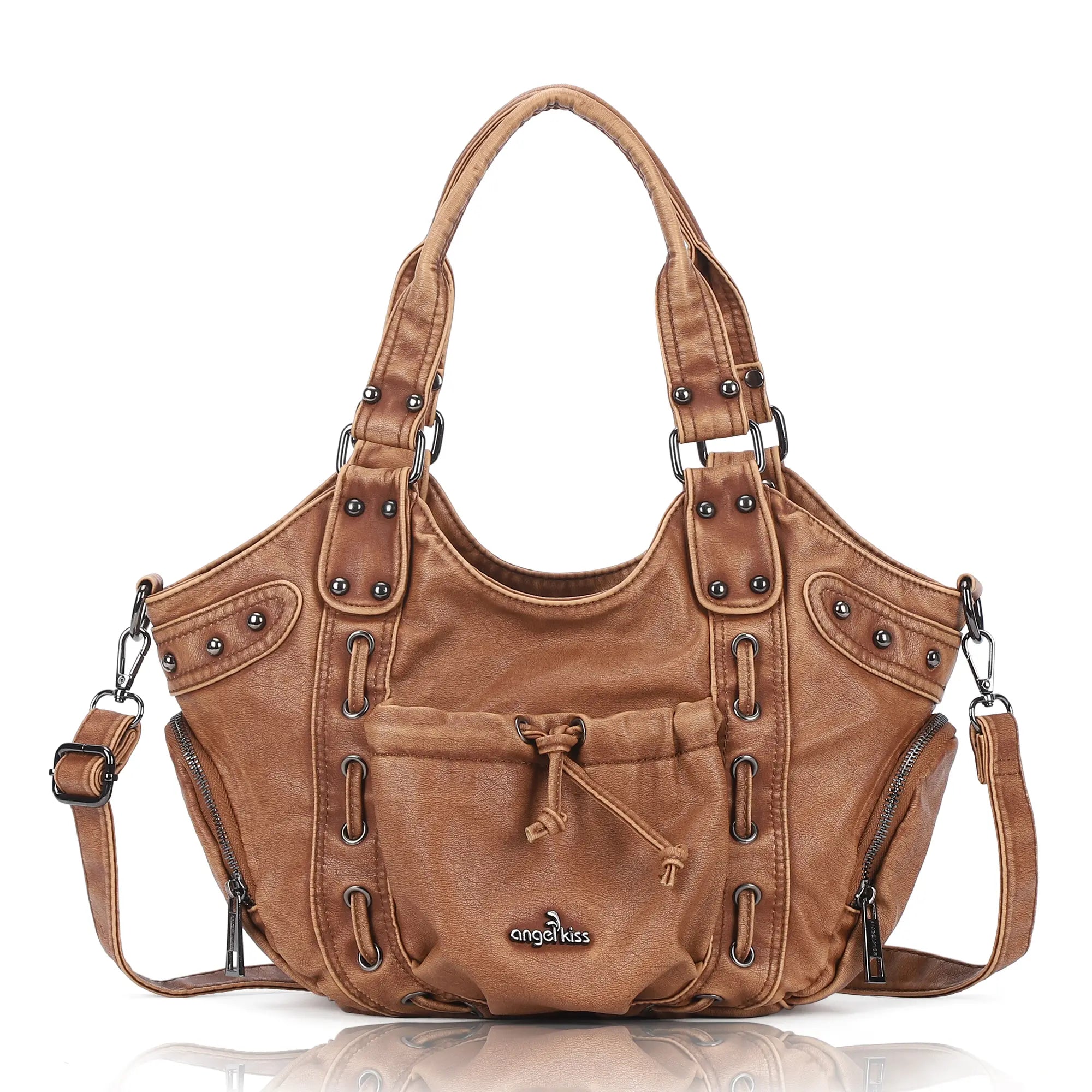 Multi-Pocket Crescent Hobo Shoulder Bag