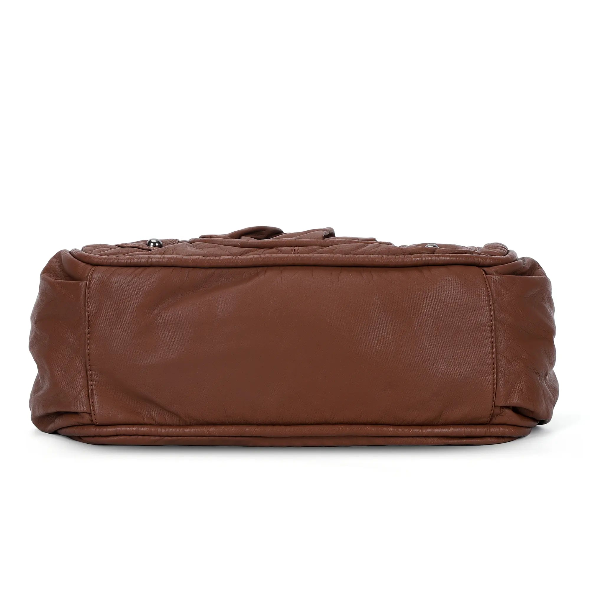 Multi-Pocket Vegan Leather Tote Shoulder Bag