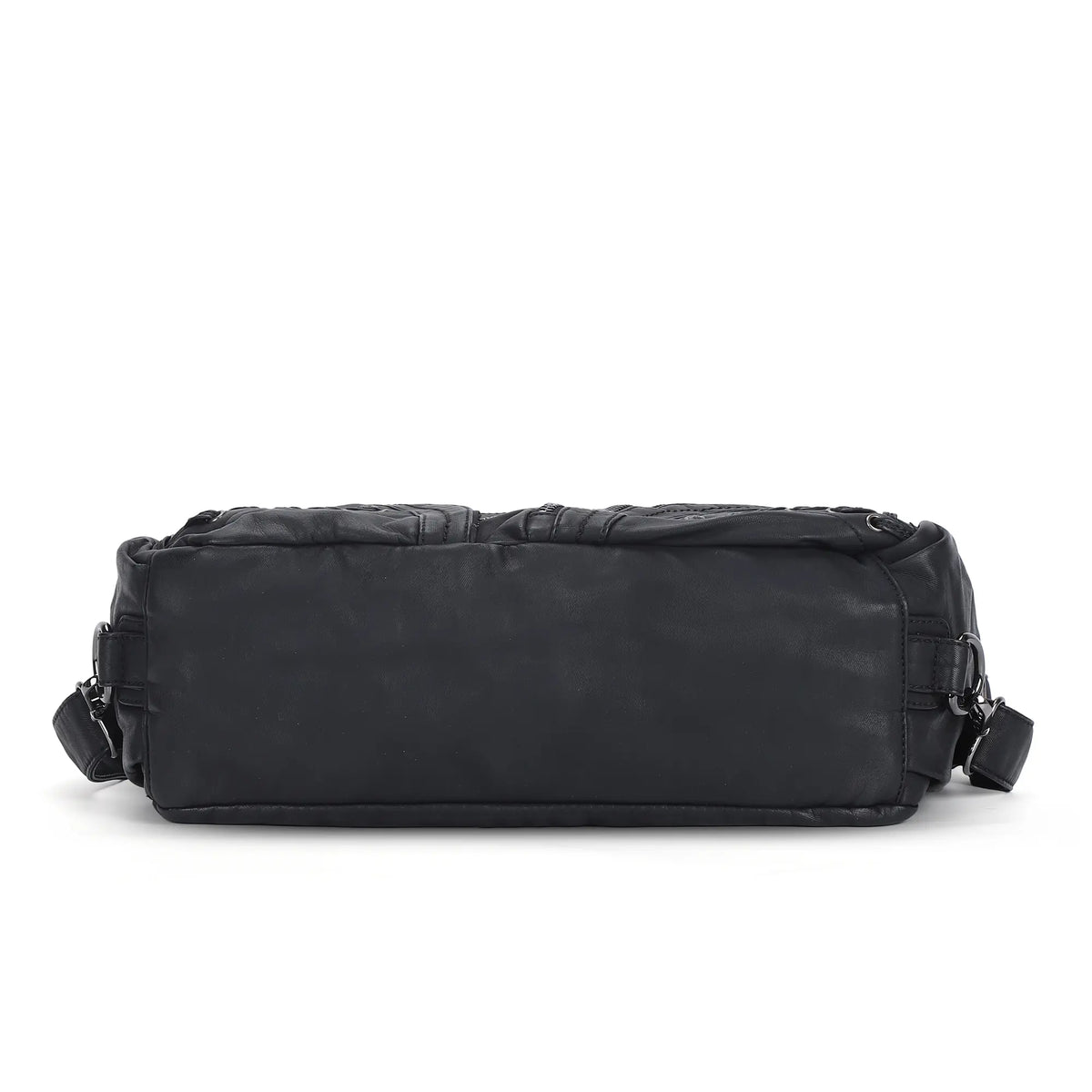 Diagonal Zipper Rivet Hobo Shoulder Bag
