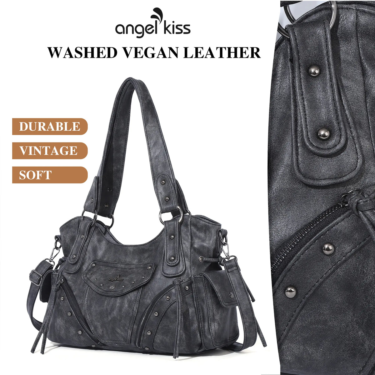 Vintage Textured Vegan Leather Bag – Subtle Luxury