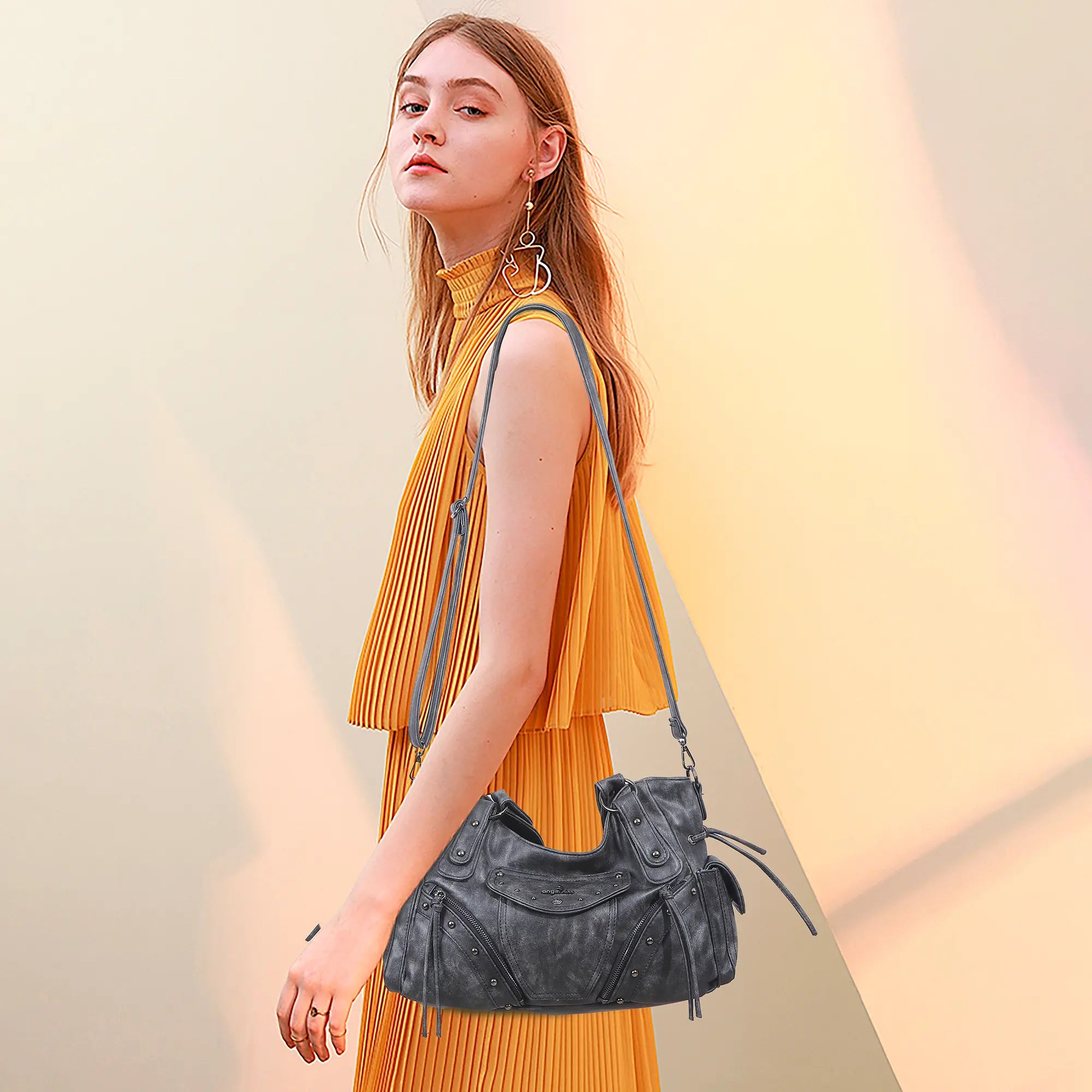 Vintage Textured Vegan Leather Bag – Subtle Luxury