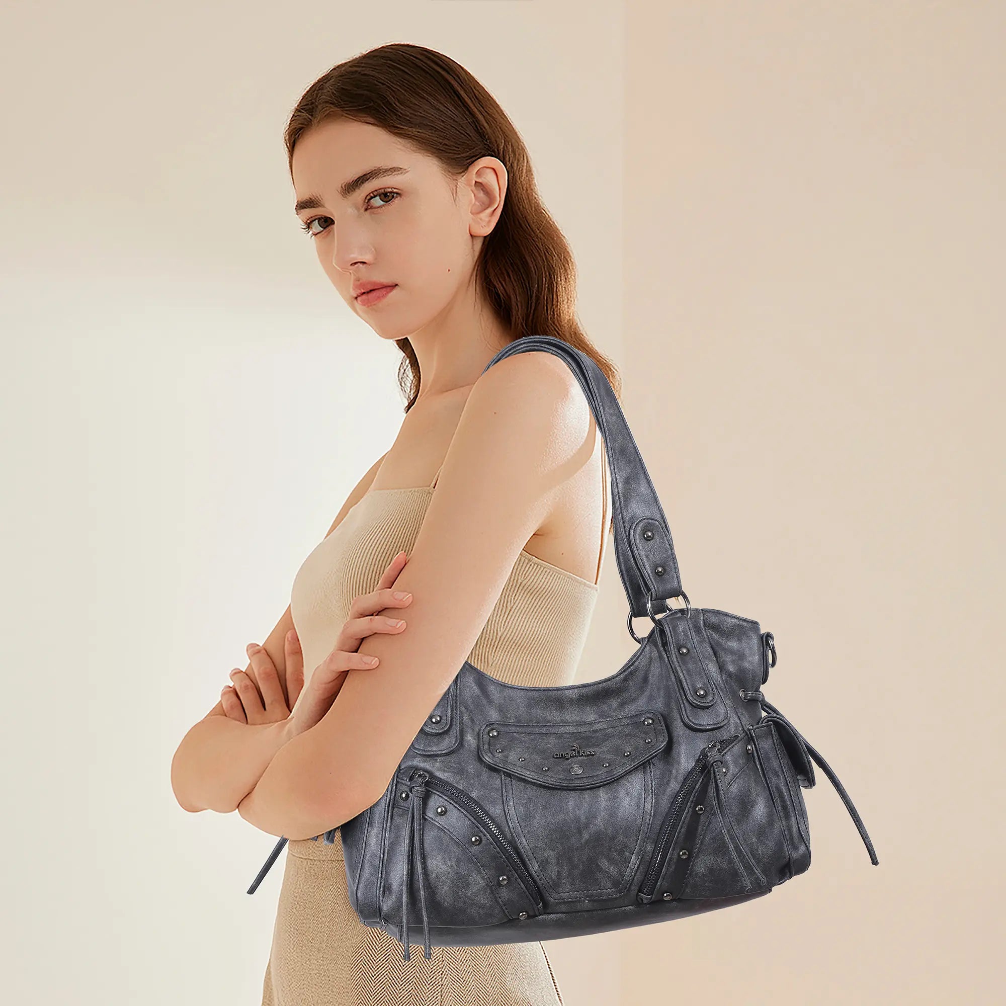 Vintage Textured Vegan Leather Bag – Subtle Luxury