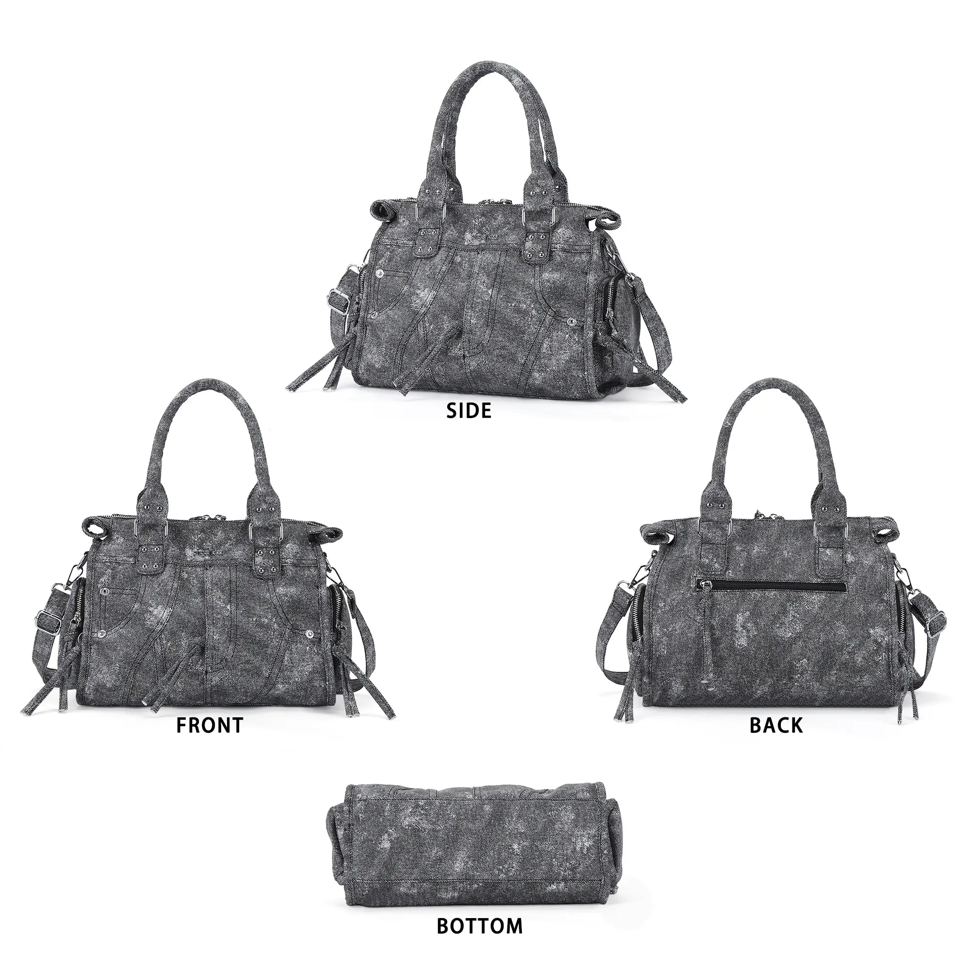 Printed Texture Satchel Top Handle Crossbody Bag for Easy Daily Outings