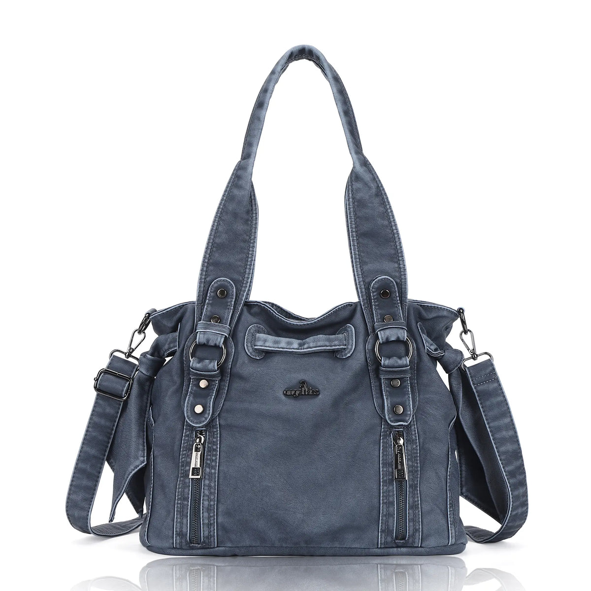 Angelkiss Vintage PU Tote Bag | Large Capacity Shoulder & Crossbody Handbag for Everyday Use