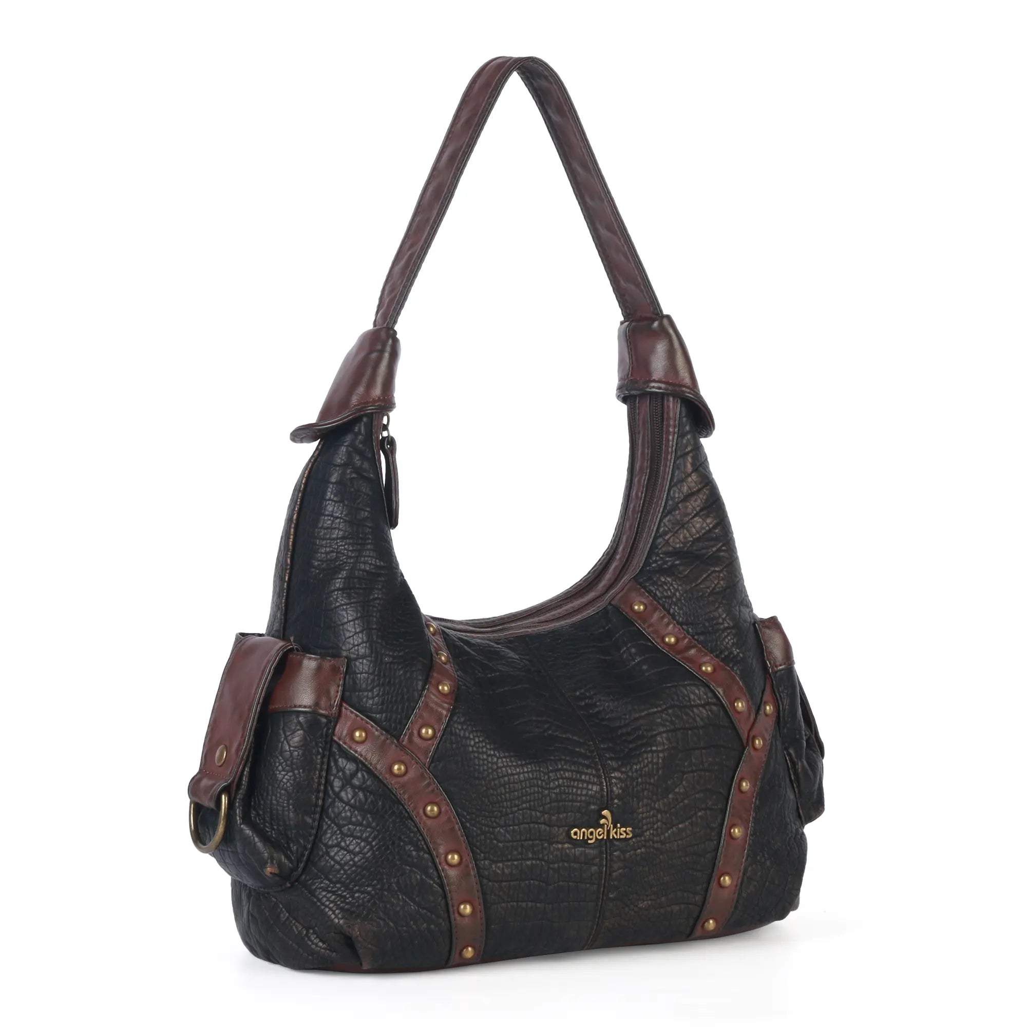Modern Trendy Vintage Vegan Leather Hobo Tote Shoulder Bag