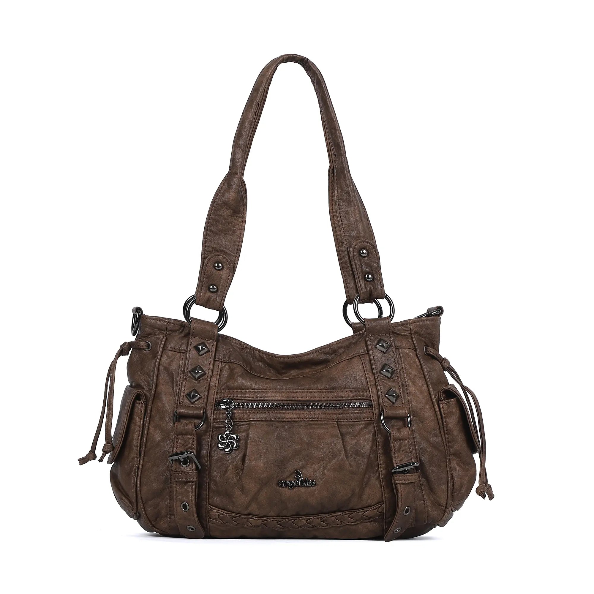 Vintage Studded Vegan Leather Everyday Bag | Custom Hardware